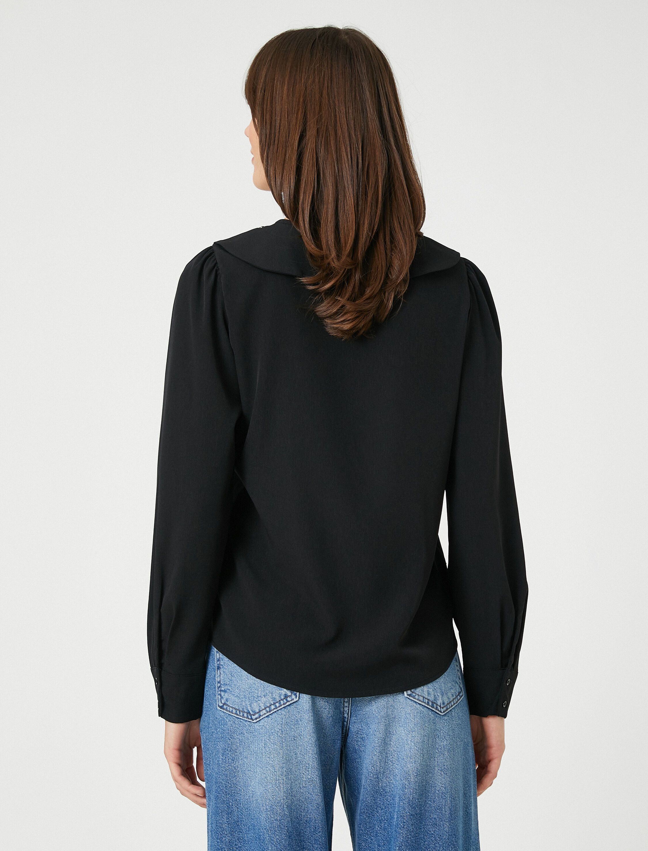   Taşlı Gömlek Bebek Yaka Uzun Kollu