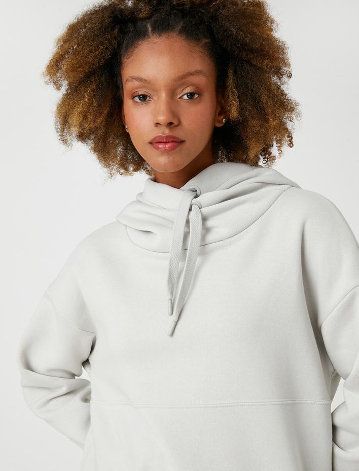  Şardonlu Kapüşonlu Basic Sweatshirt Oversize