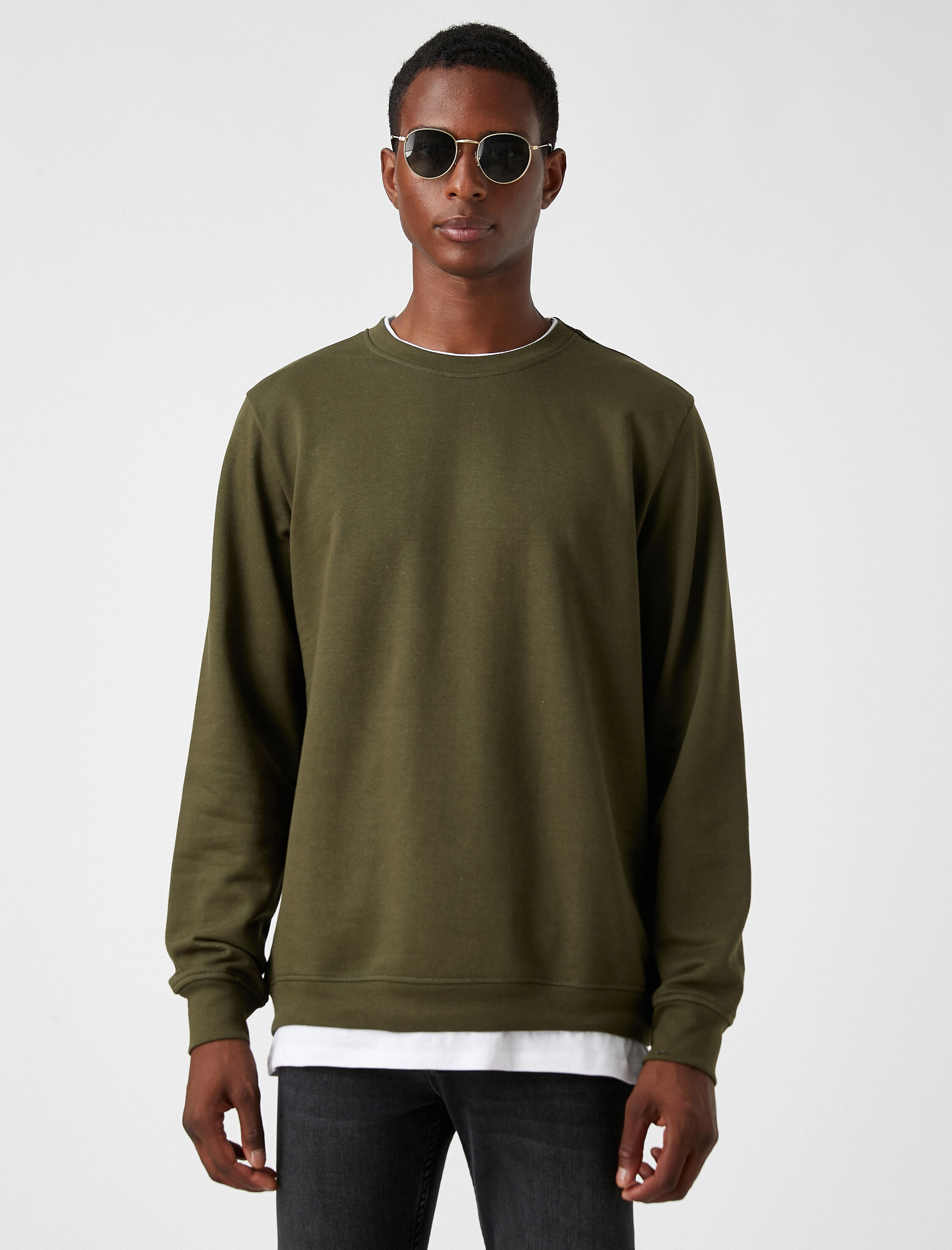   Basic Sweatshirt Şardonlu Bisiklet Yaka