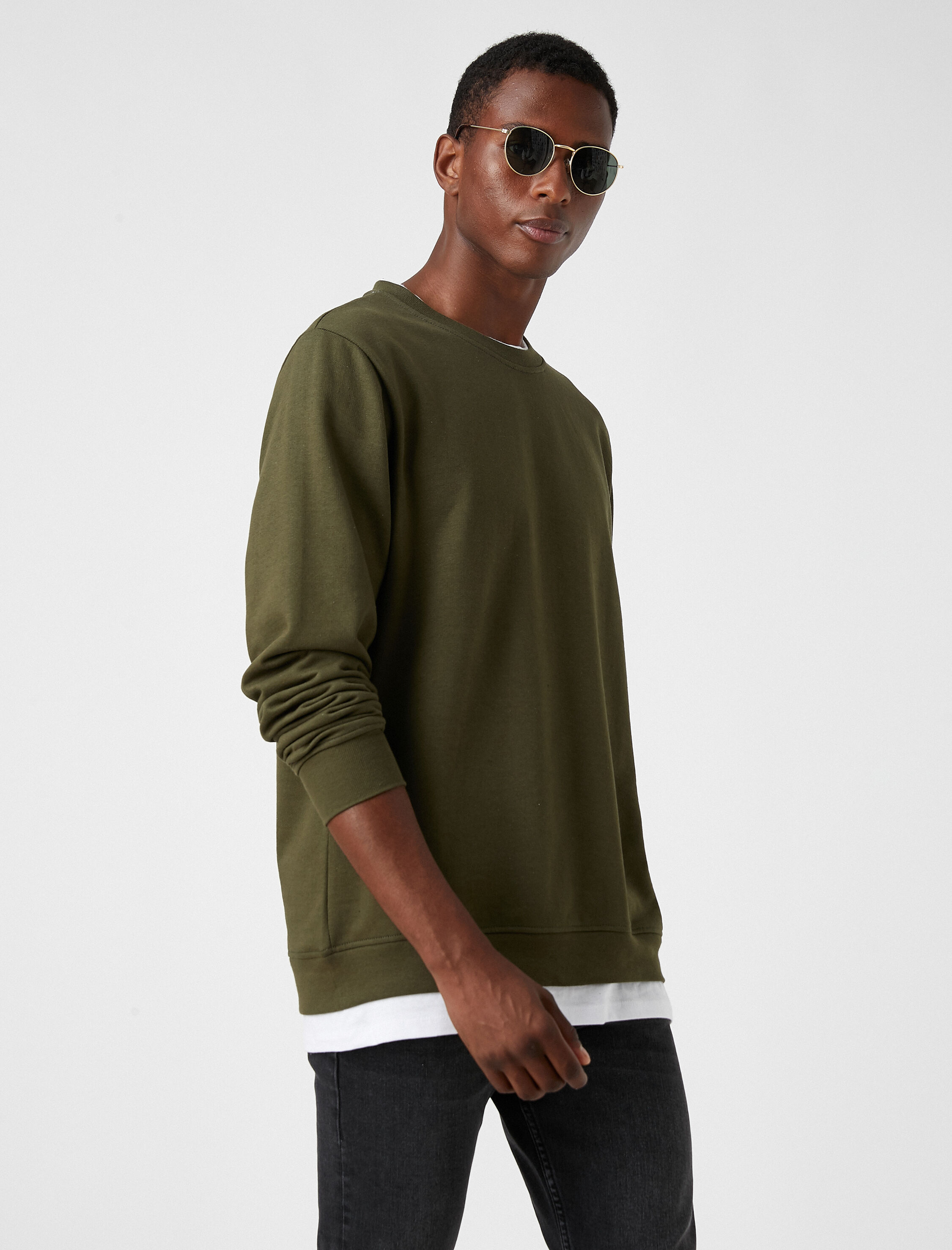   Basic Sweatshirt Şardonlu Bisiklet Yaka