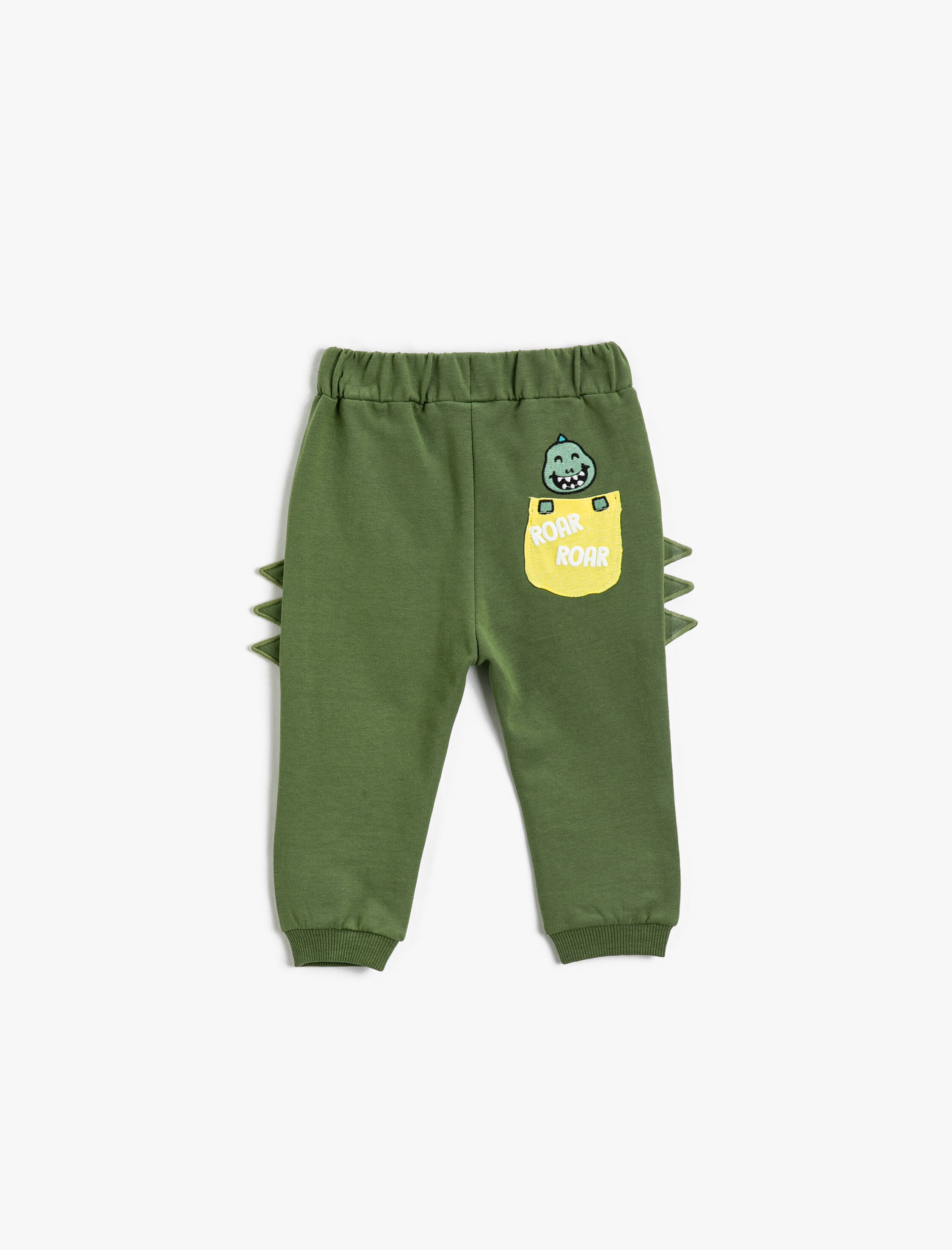 Erkek Bebek Jogger Eşofman Altı Cepli Dinozor Baskı Detaylı Aplikeli Beli Bağlamalı
