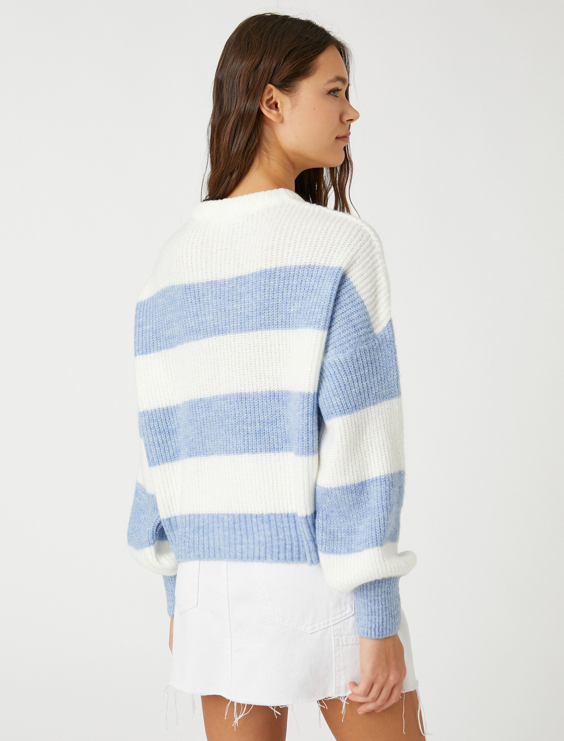   Triko Örgü Kazak Yumuşak Dokulu Bisiklet Yaka Uzun Kollu