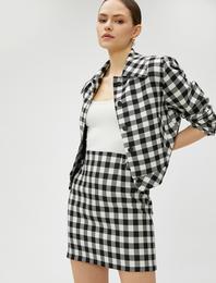 Crop Ceket Katlı Yaka Çıtçıtlı