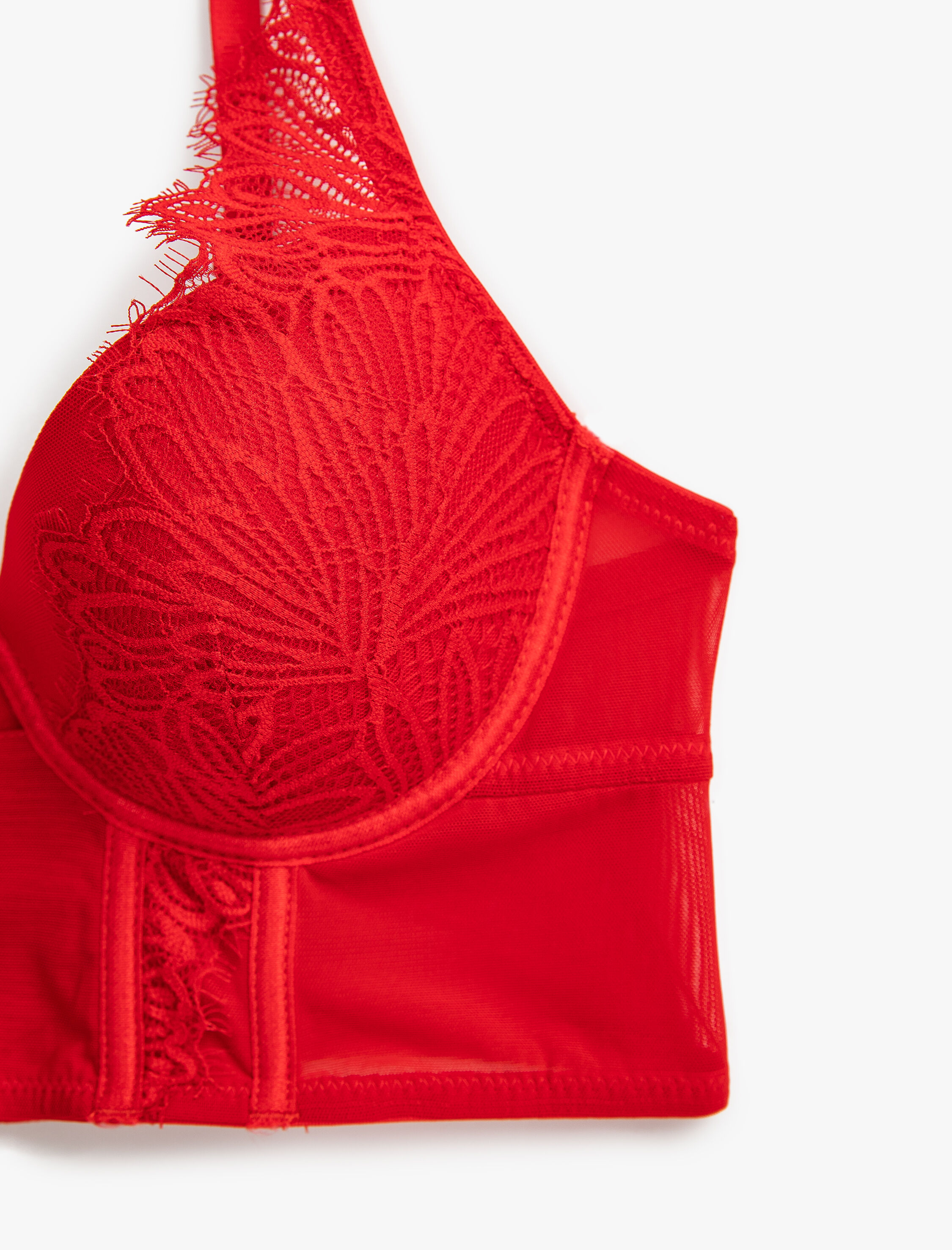   Push Up Bralet Sütyen Destekli Dantelli Kaplı Balenli