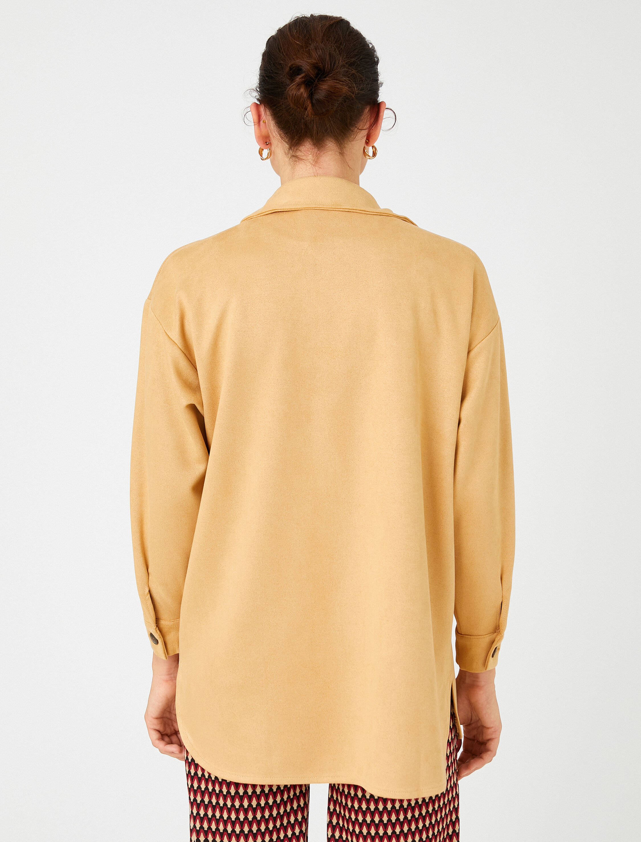   Süet Görünümlü Cepli Oversize Shacket