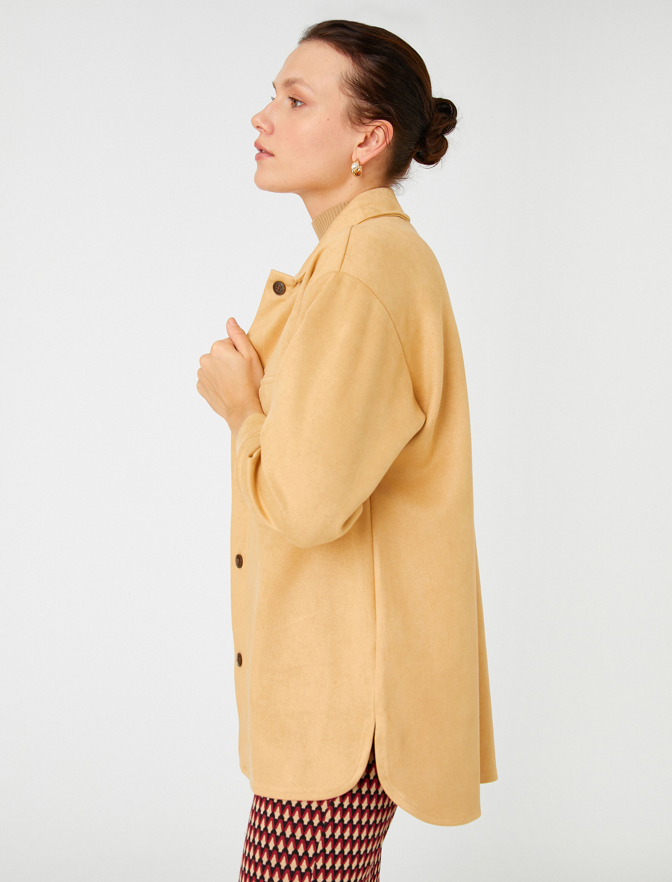   Süet Görünümlü Cepli Oversize Shacket