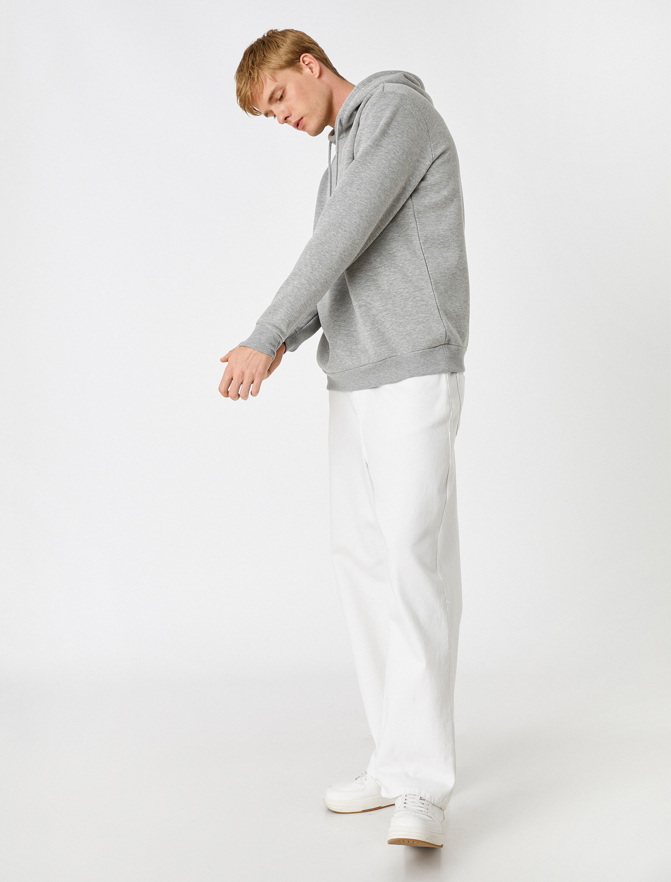 Basic Kapşonlu Sweatshirt Şardonlu