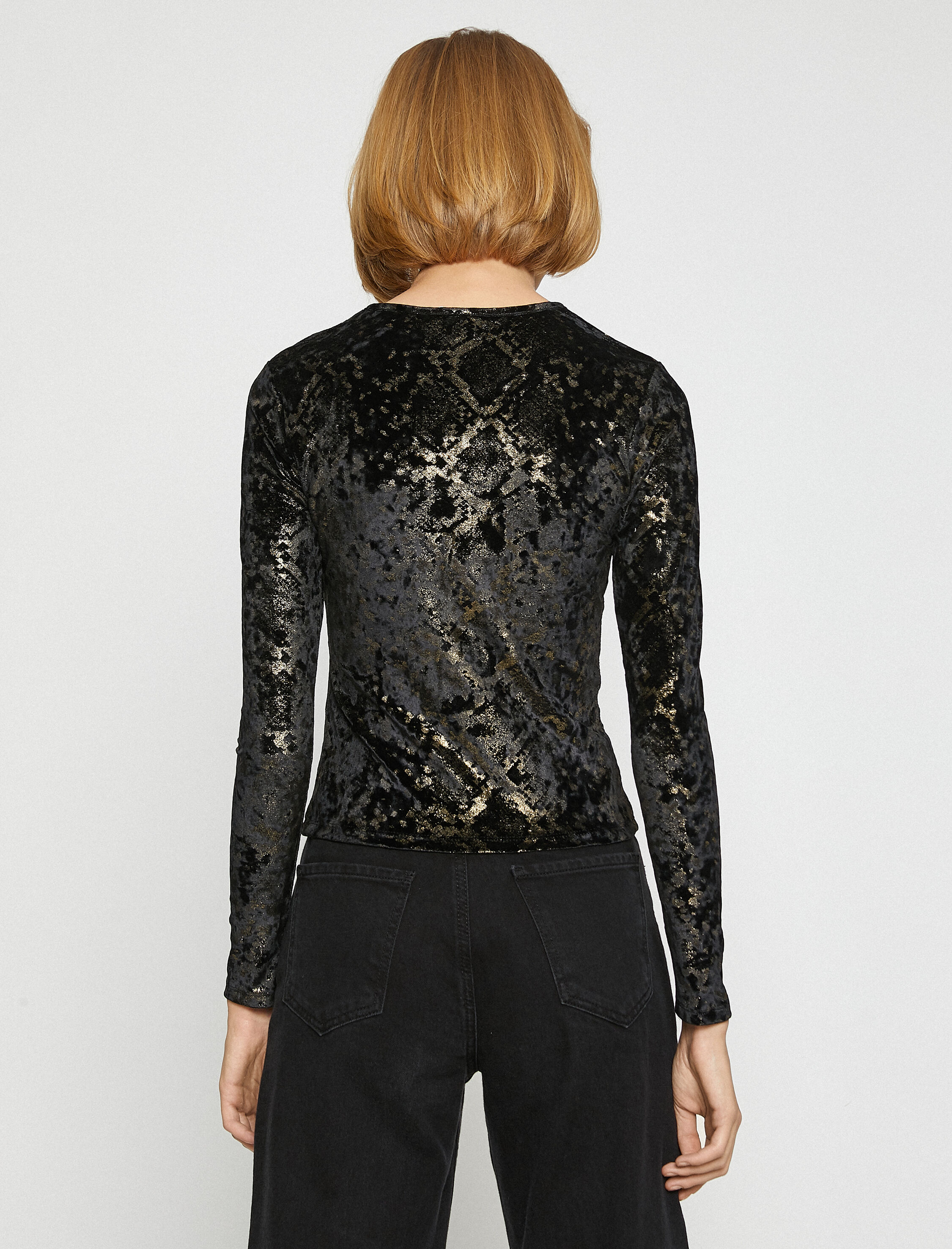 Jakarlı Bluz Bisiklet Yaka