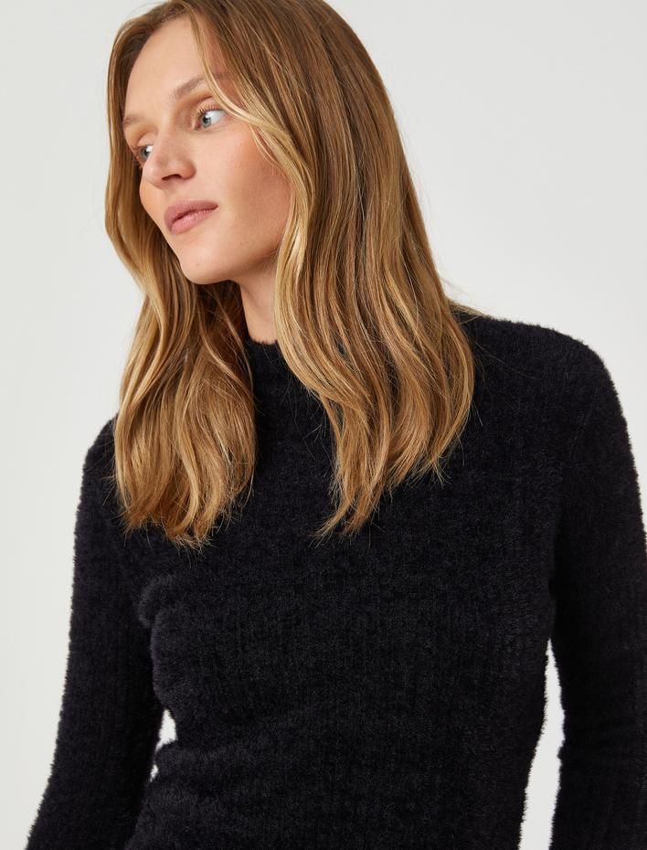  Peluş Tişört Uzun Kollu Balıkçı Yaka