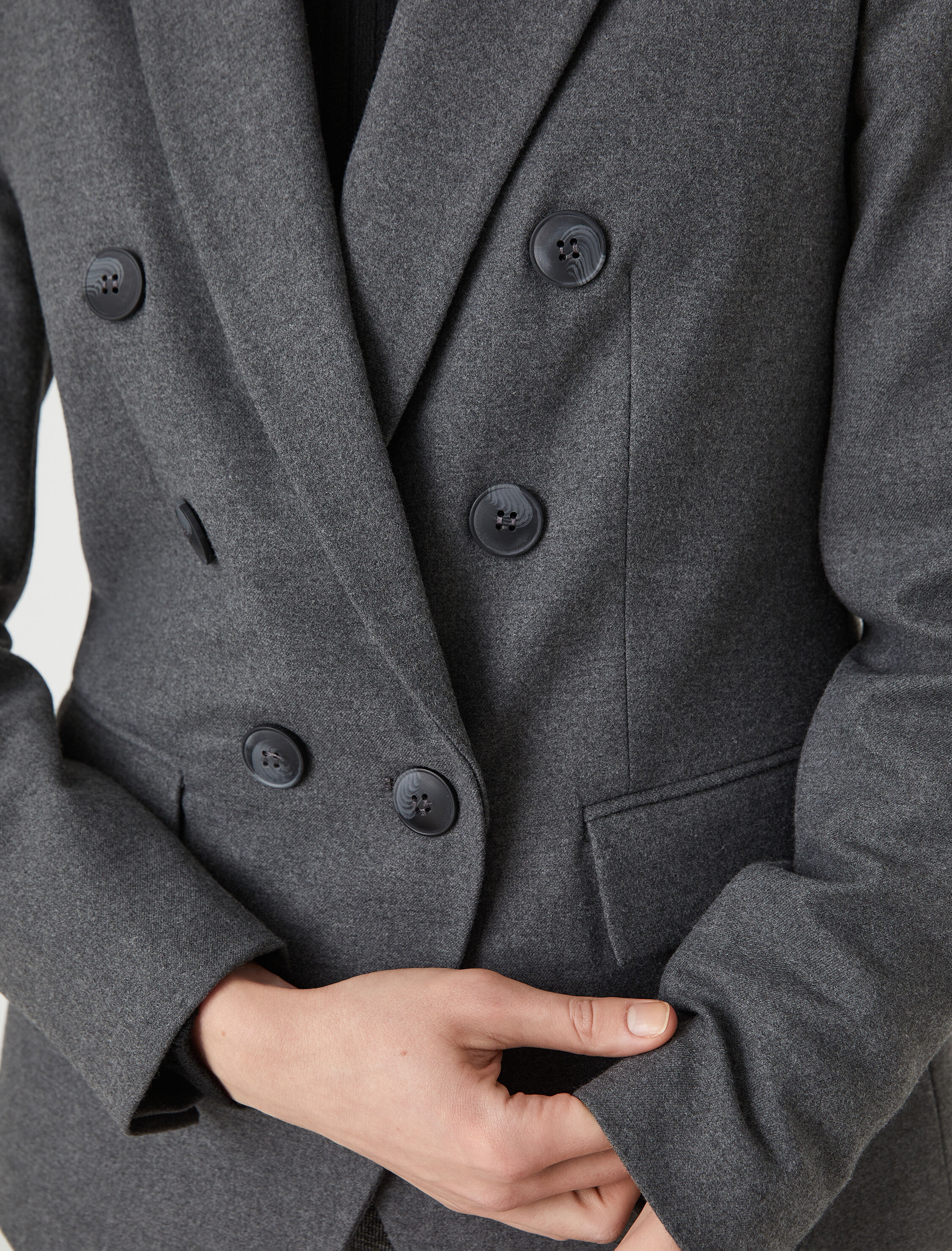   Düğmeli Cep Detaylı Kruvaze Blazer Ceket