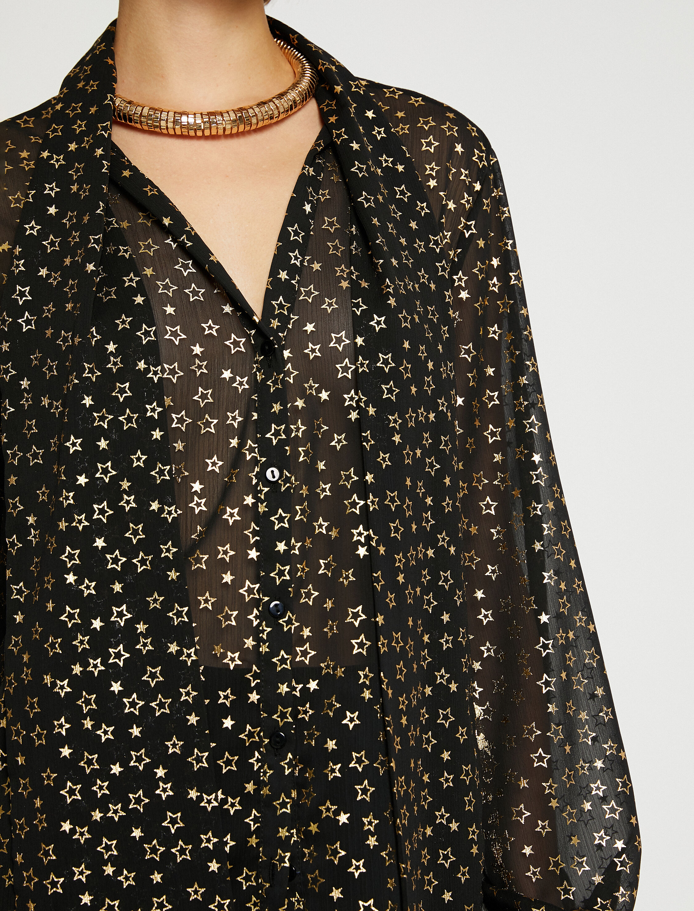   Yıldız Baskılı Şifon Gömlek