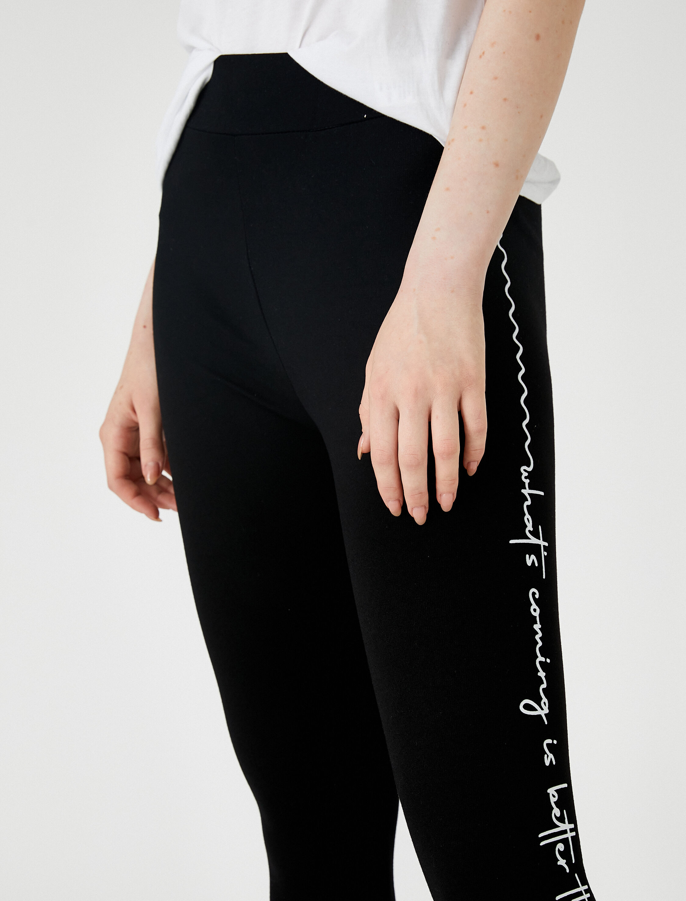   Slogan Baskılı Tayt