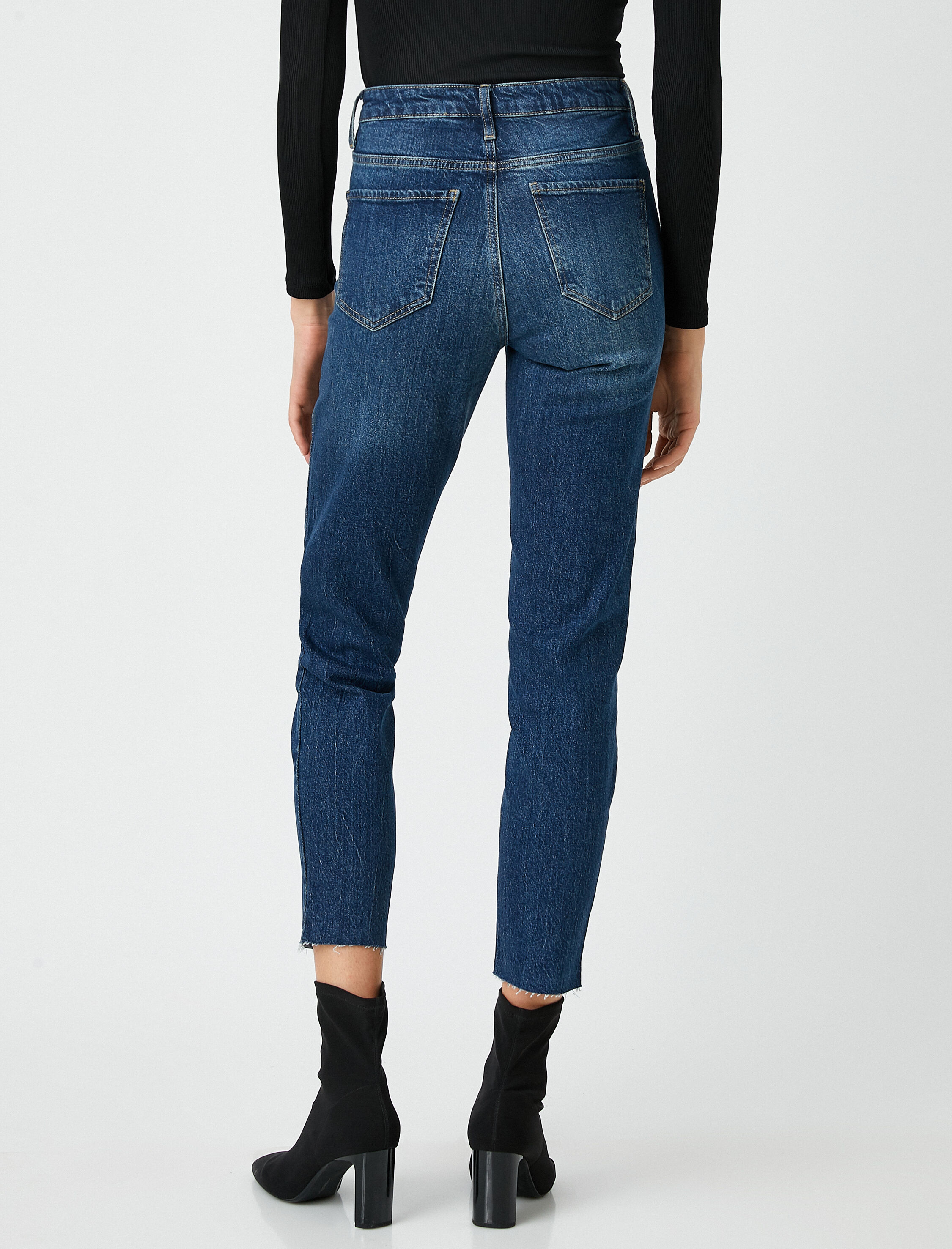   Kot Pantolon Yüksek Bel Hafif Dar Kesim - Mom Slim Jean