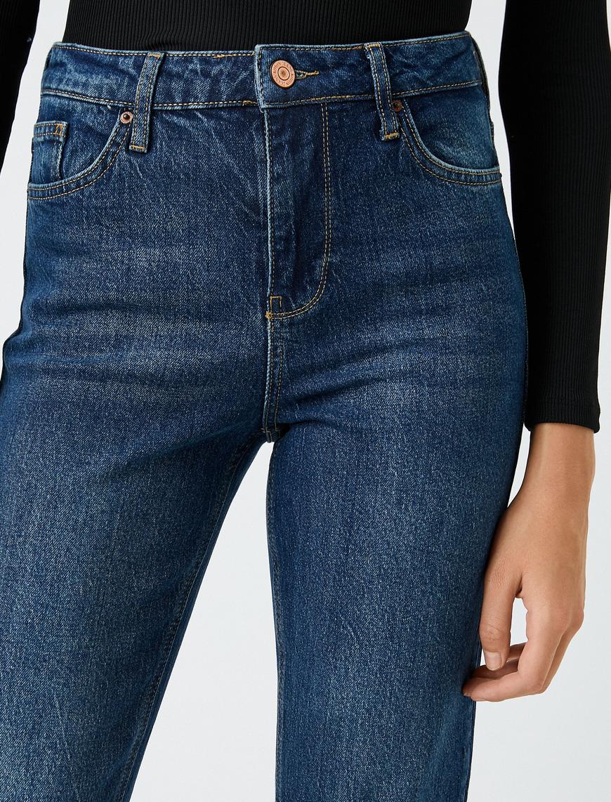   Kot Pantolon Yüksek Bel Hafif Dar Kesim - Mom Slim Jean
