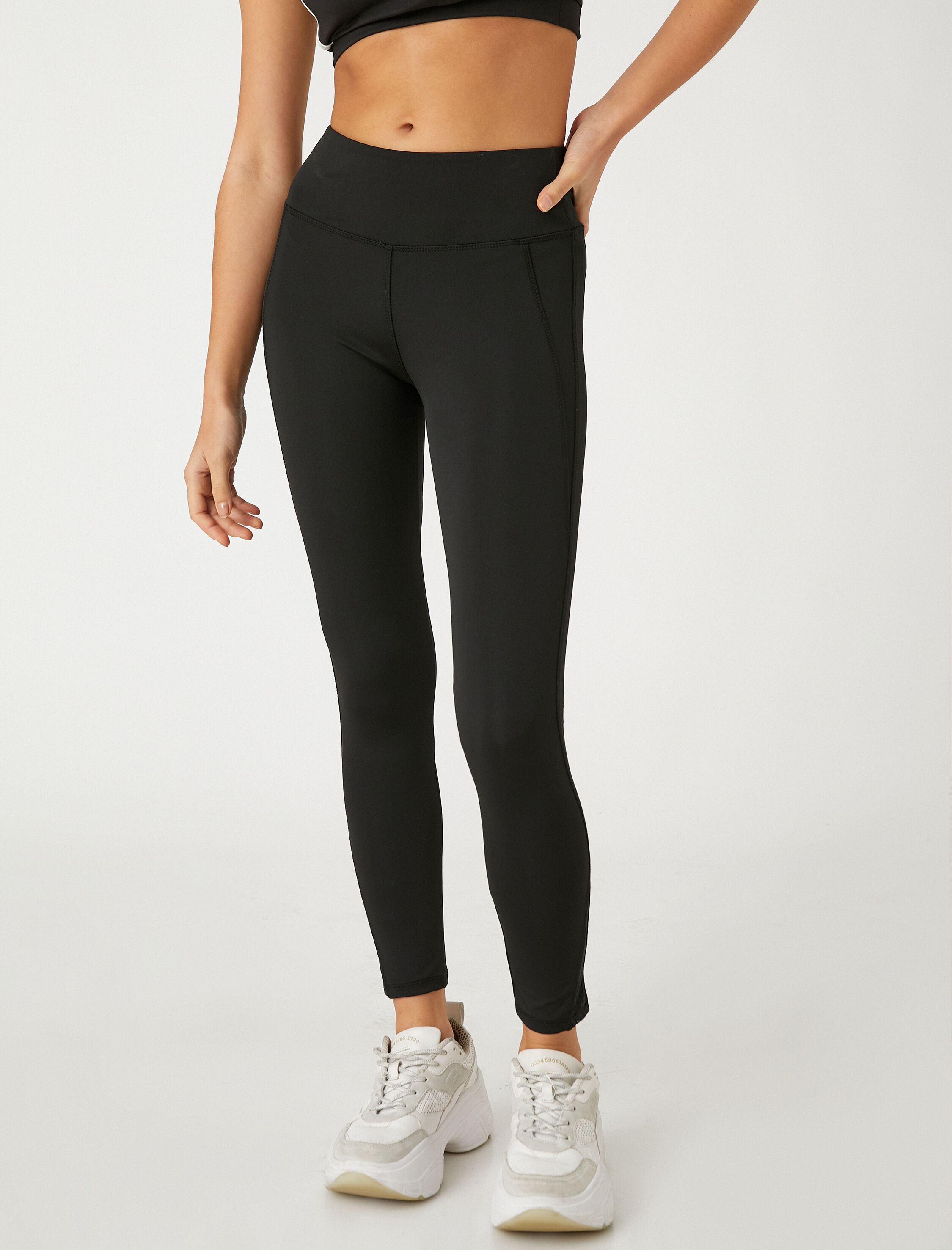   Sporcu Tayt Yanı File Detaylı Dikişli Normal Bel