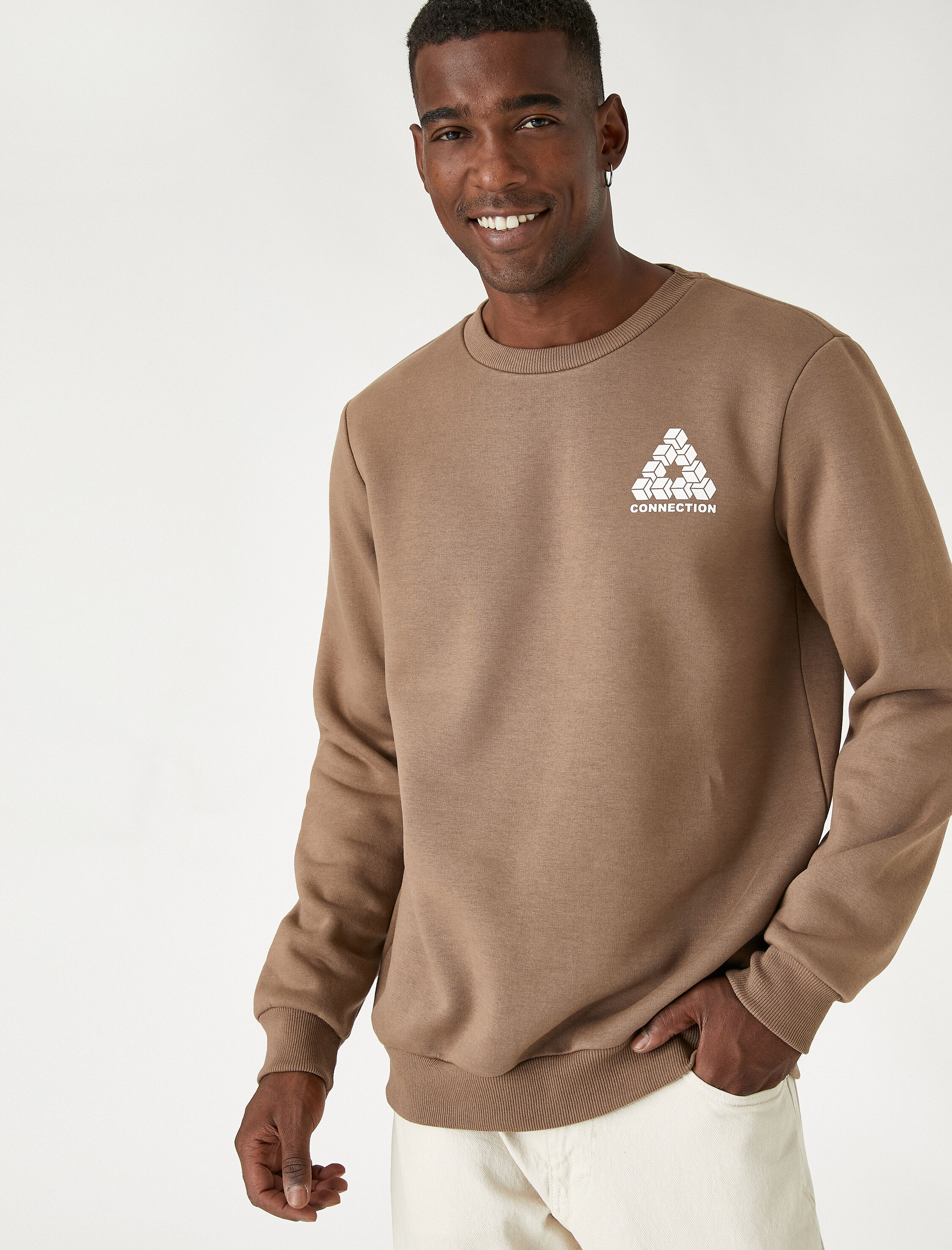   Baskılı Sweatshirt Şardonlu Bisiklet Yaka