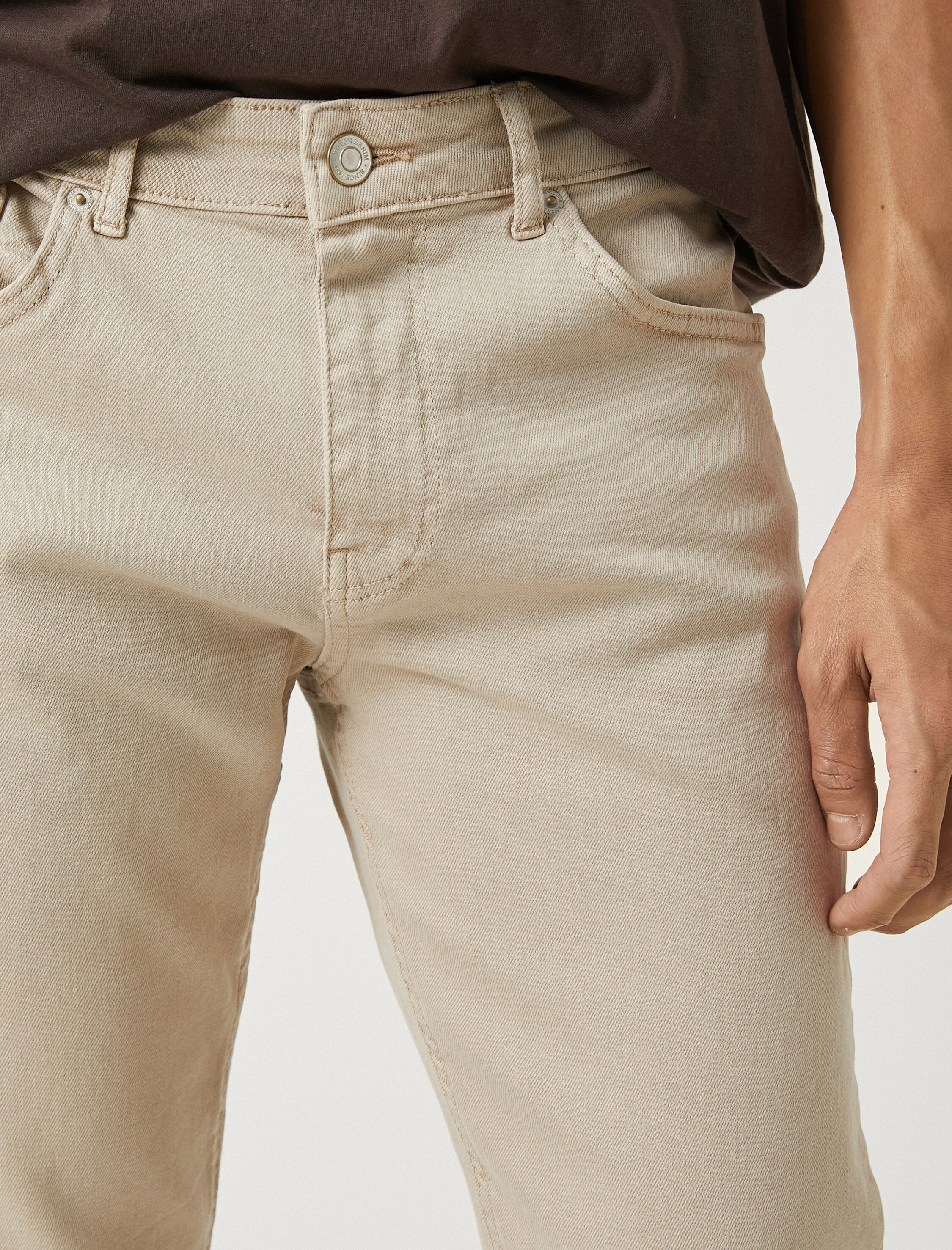   Basic Dokuma Pantolon Düğme Detaylı 5 Cepli