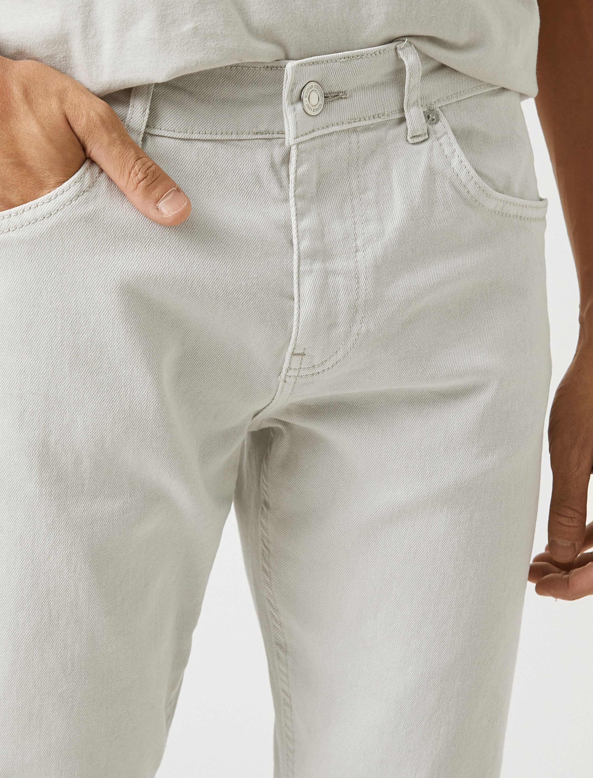   Basic Dokuma Pantolon Düğme Detaylı 5 Cepli