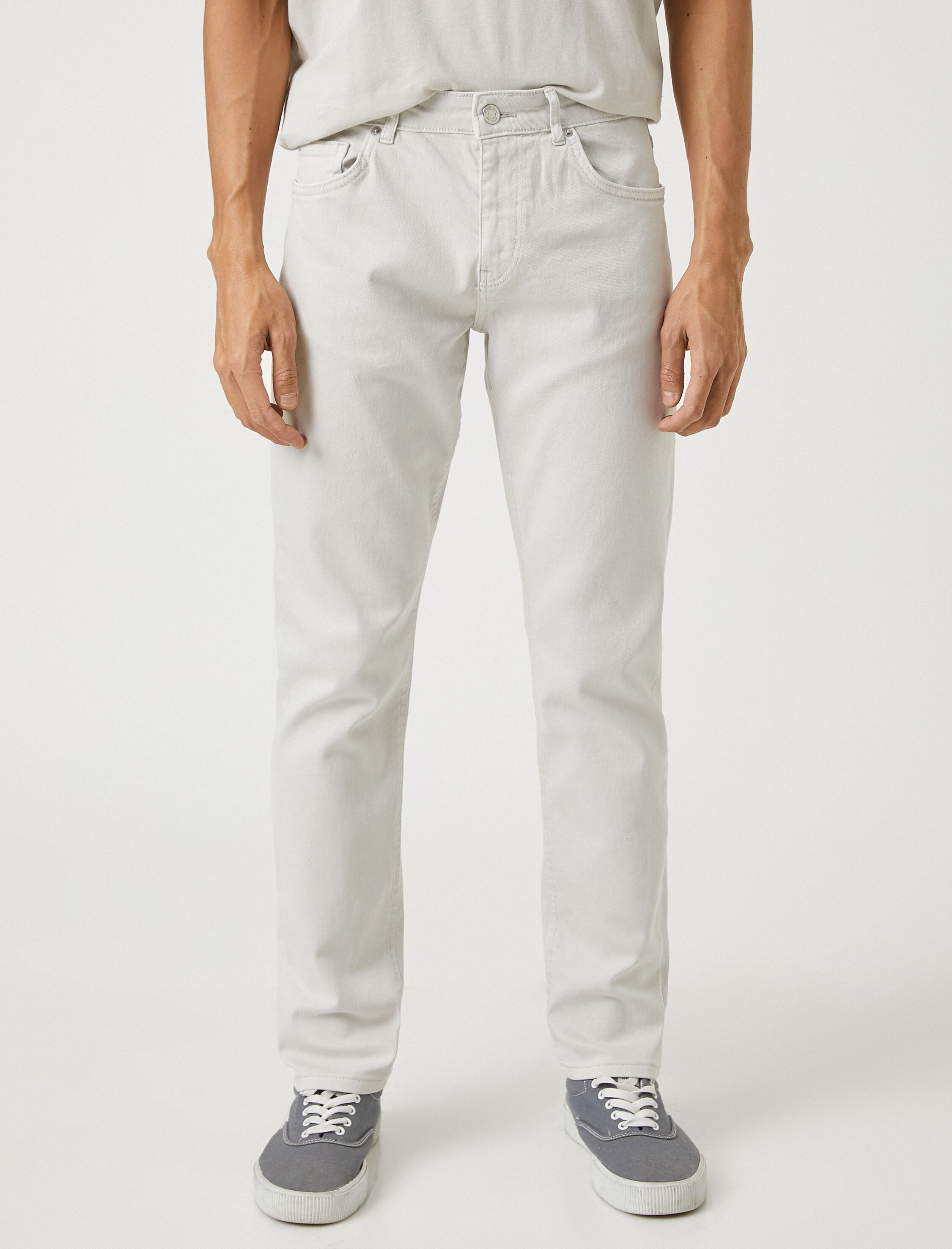   Basic Dokuma Pantolon Düğme Detaylı 5 Cepli