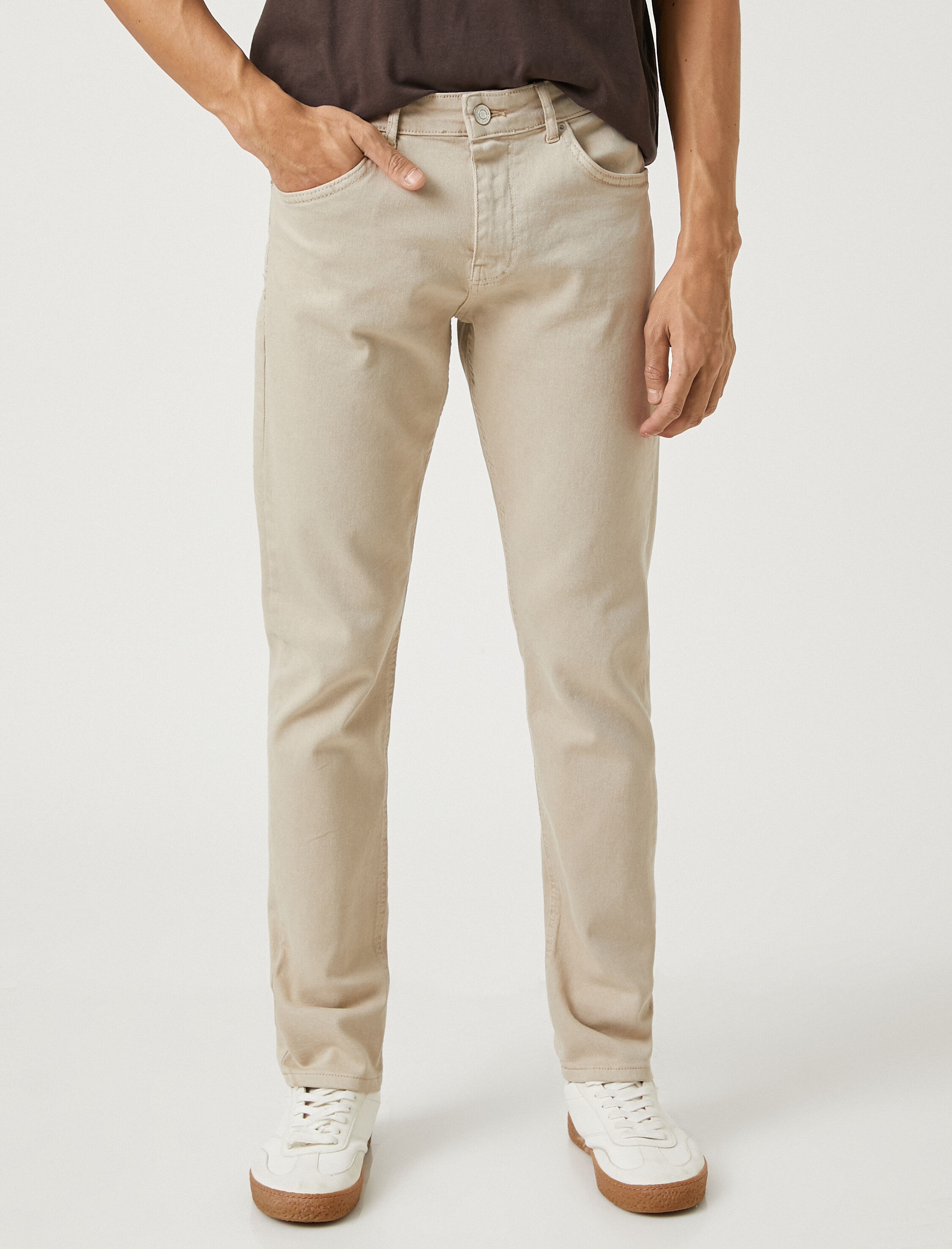   Basic Dokuma Pantolon Düğme Detaylı 5 Cepli