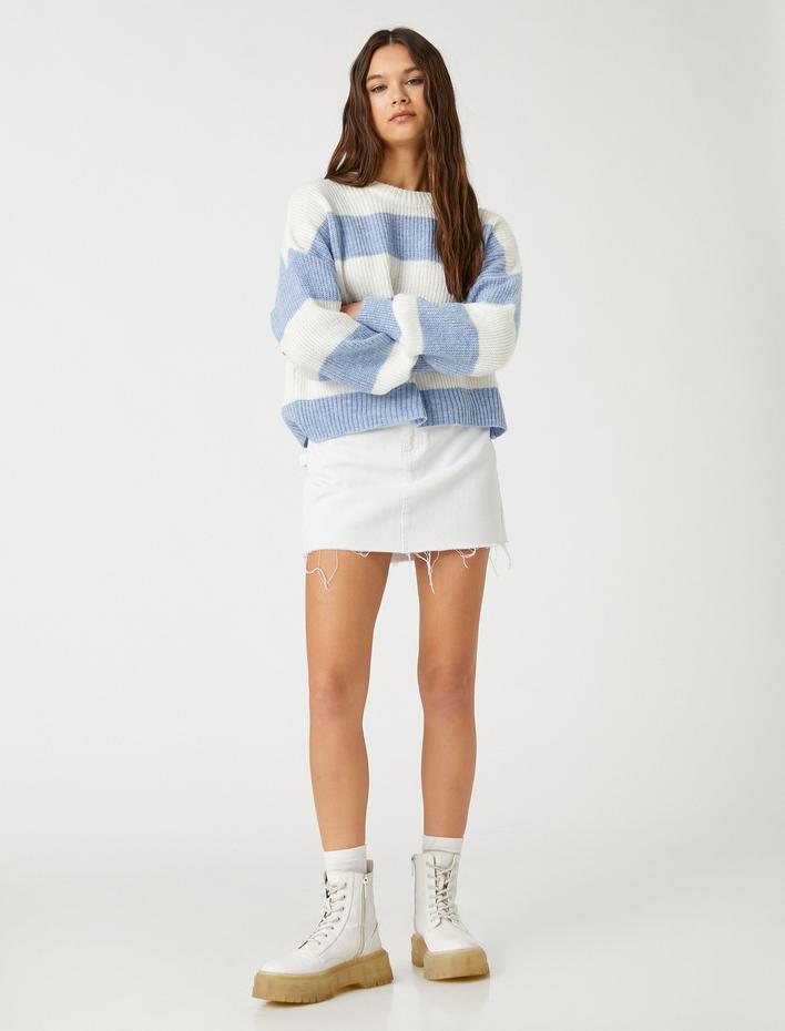  Triko Örgü Kazak Yumuşak Dokulu Bisiklet Yaka Uzun Kollu