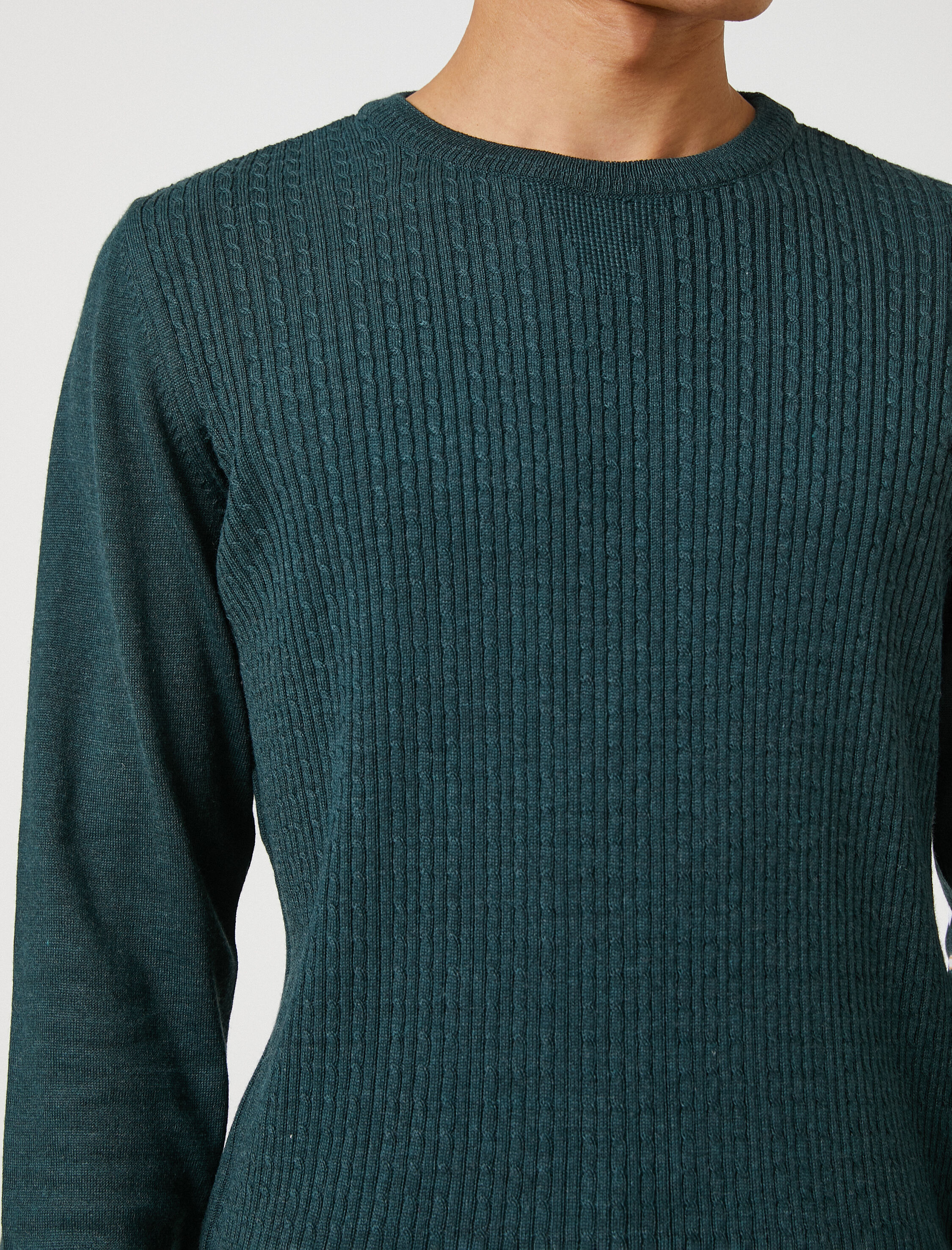   Basic Triko Kazak Örgü Detaylı Bisiklet Yaka