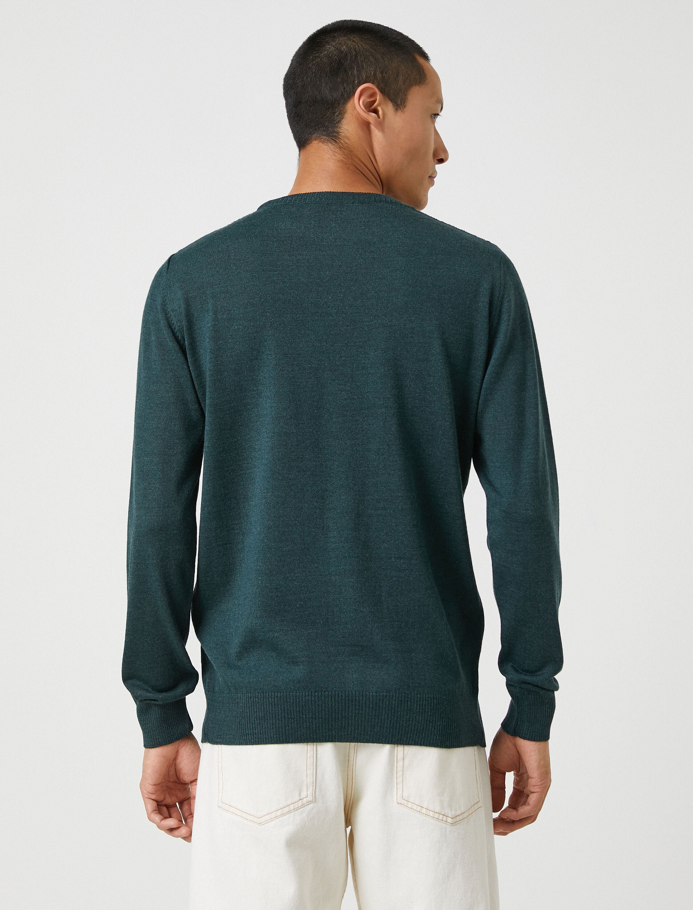   Basic Triko Kazak Örgü Detaylı Bisiklet Yaka