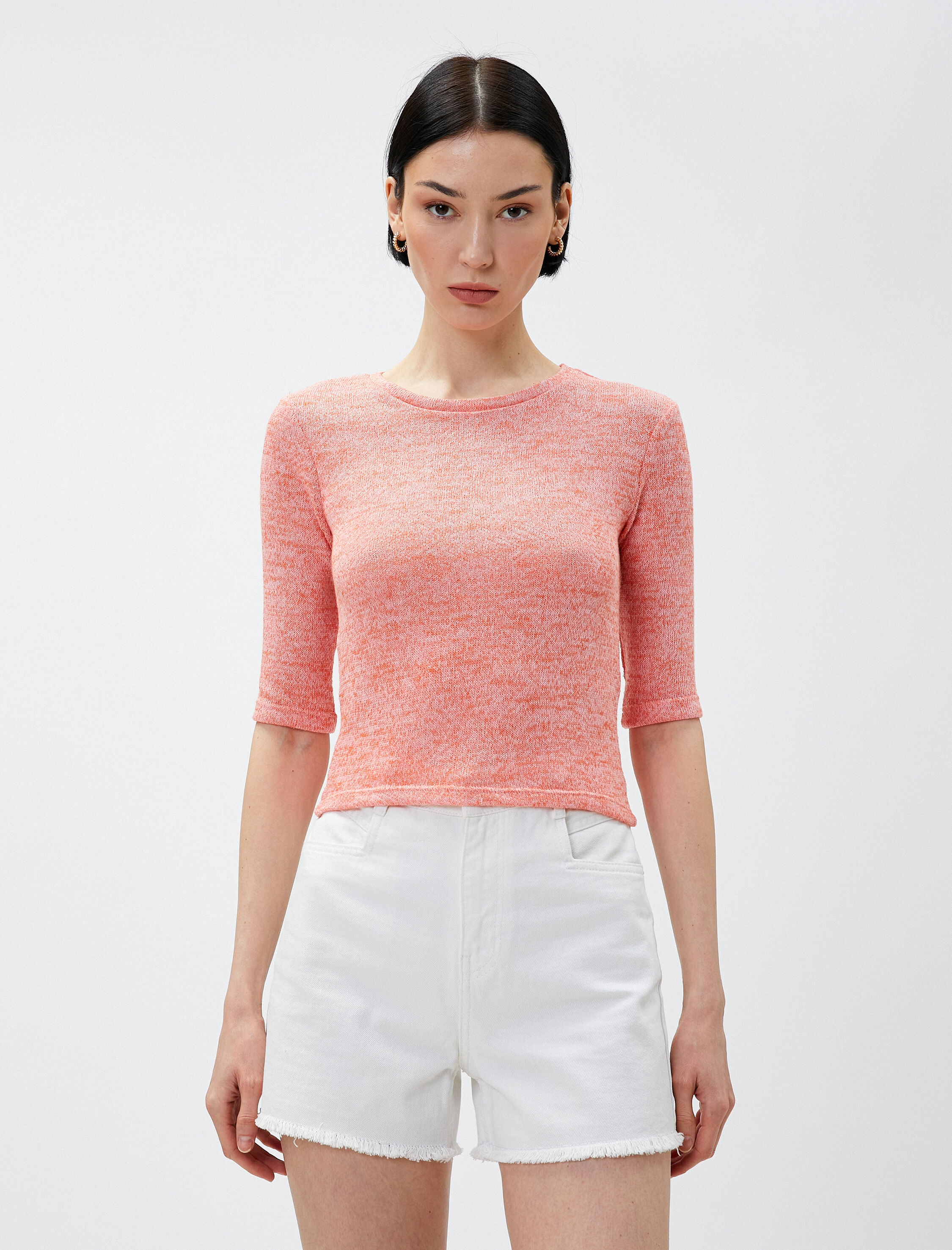   Yarım Kollu Tişört Bisiklet Yaka