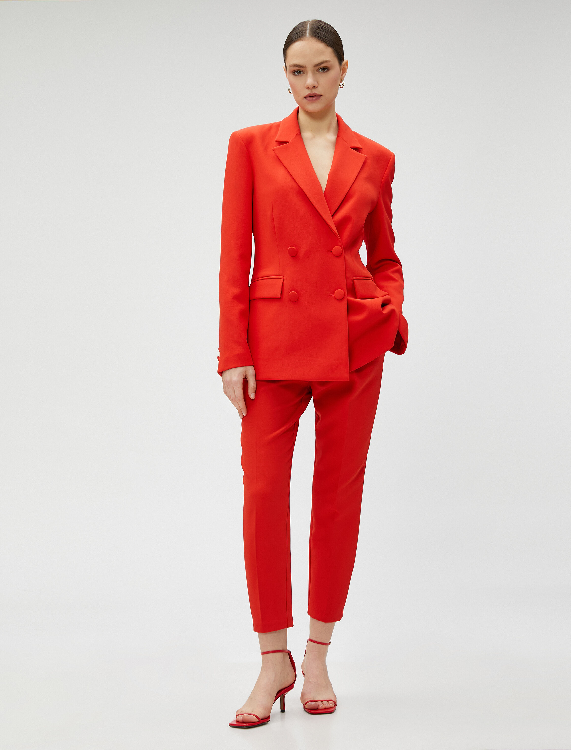   Basic Cigarette Kumaş Pantolon Pileli Cepli