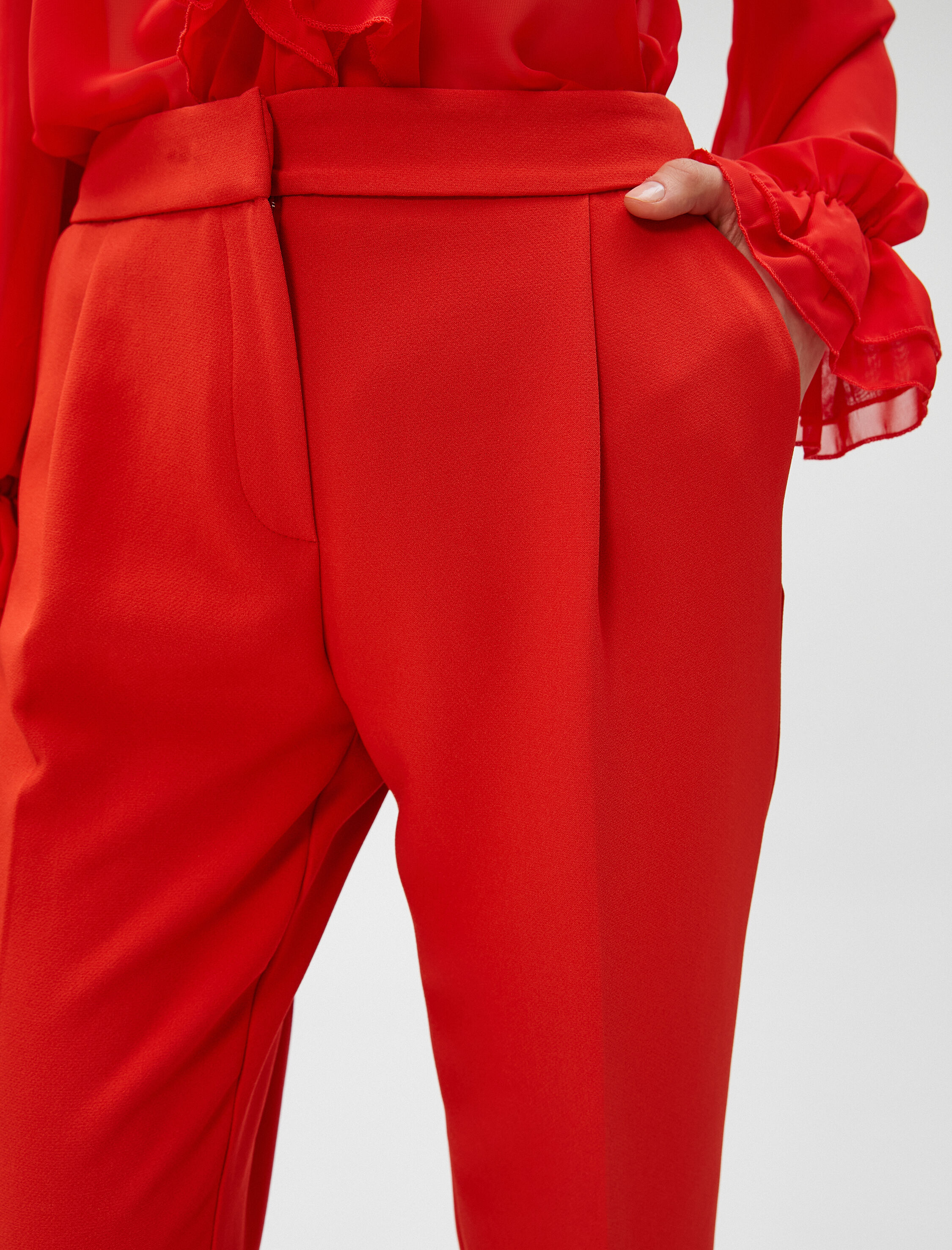   Basic Cigarette Kumaş Pantolon Pileli Cepli