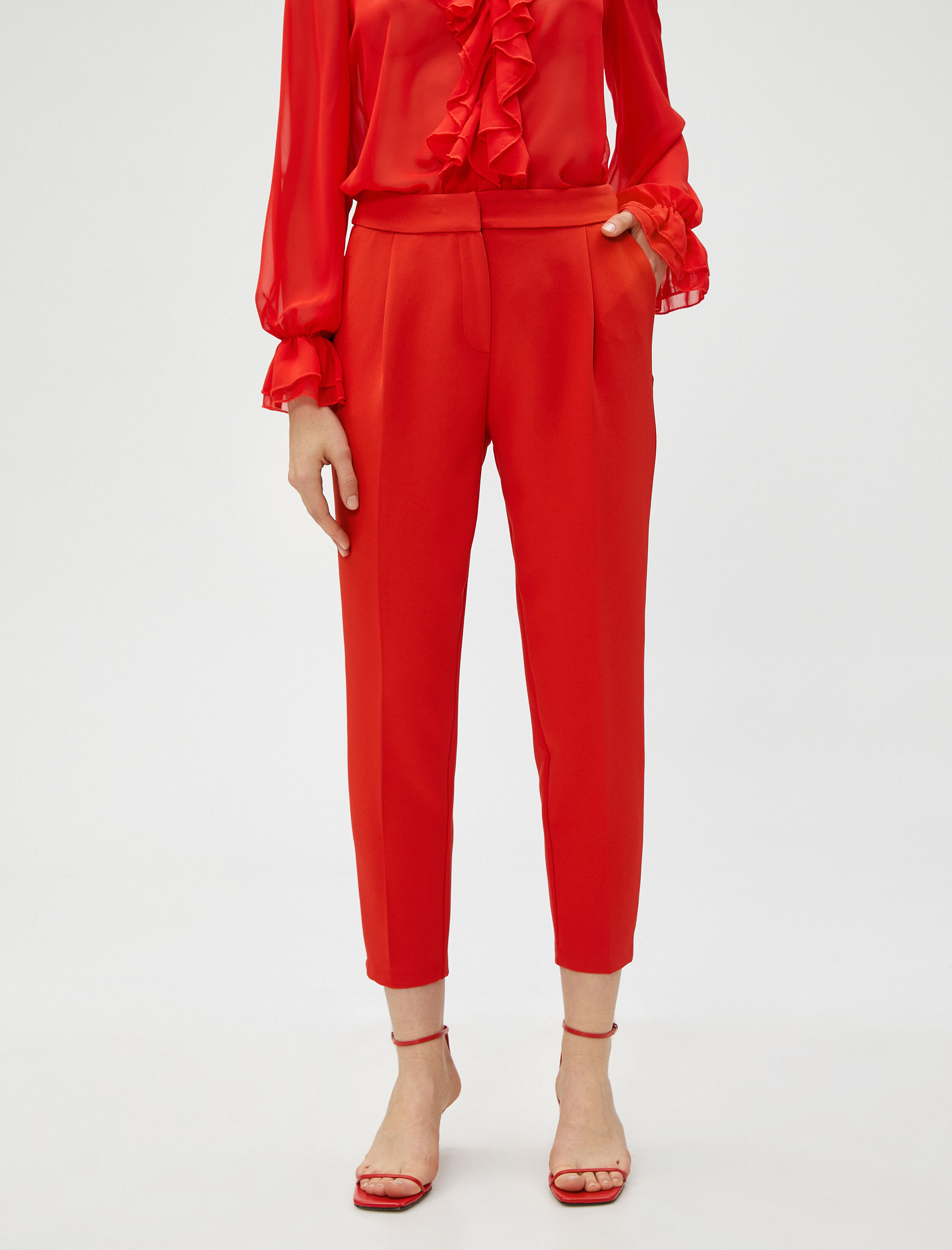   Basic Cigarette Kumaş Pantolon Pileli Cepli