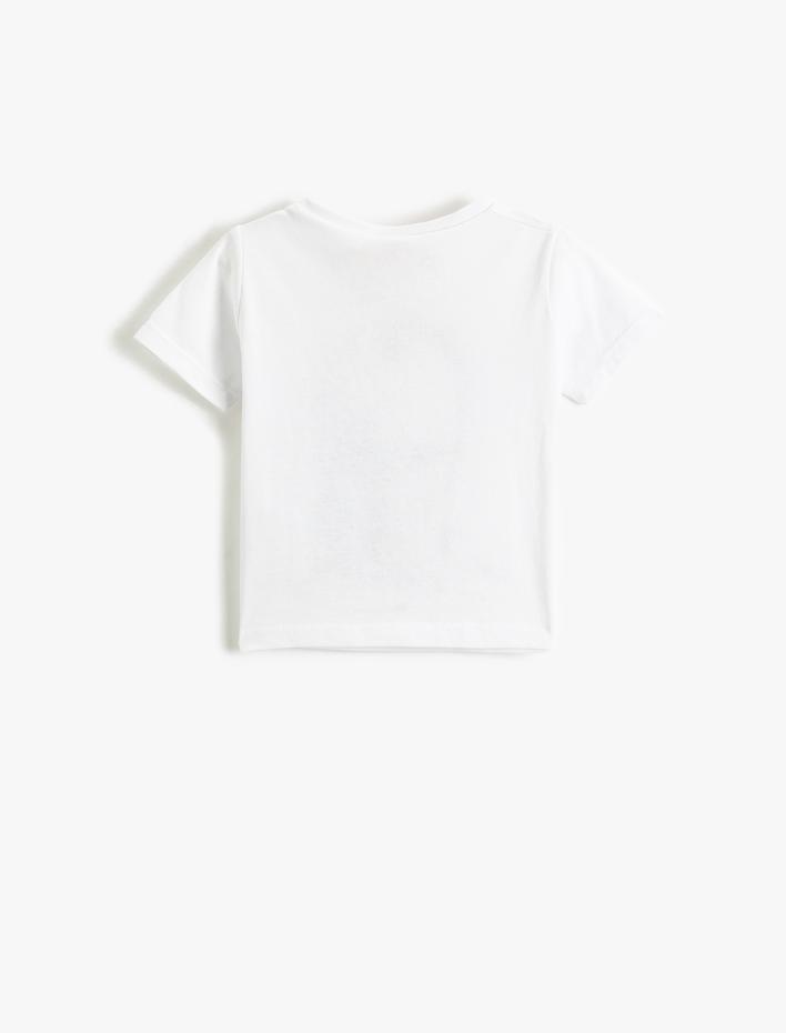 Kız Bebek Tişört Kısa Kollu Yuvarlak Yaka Flamingo Baskılı Pamuklu