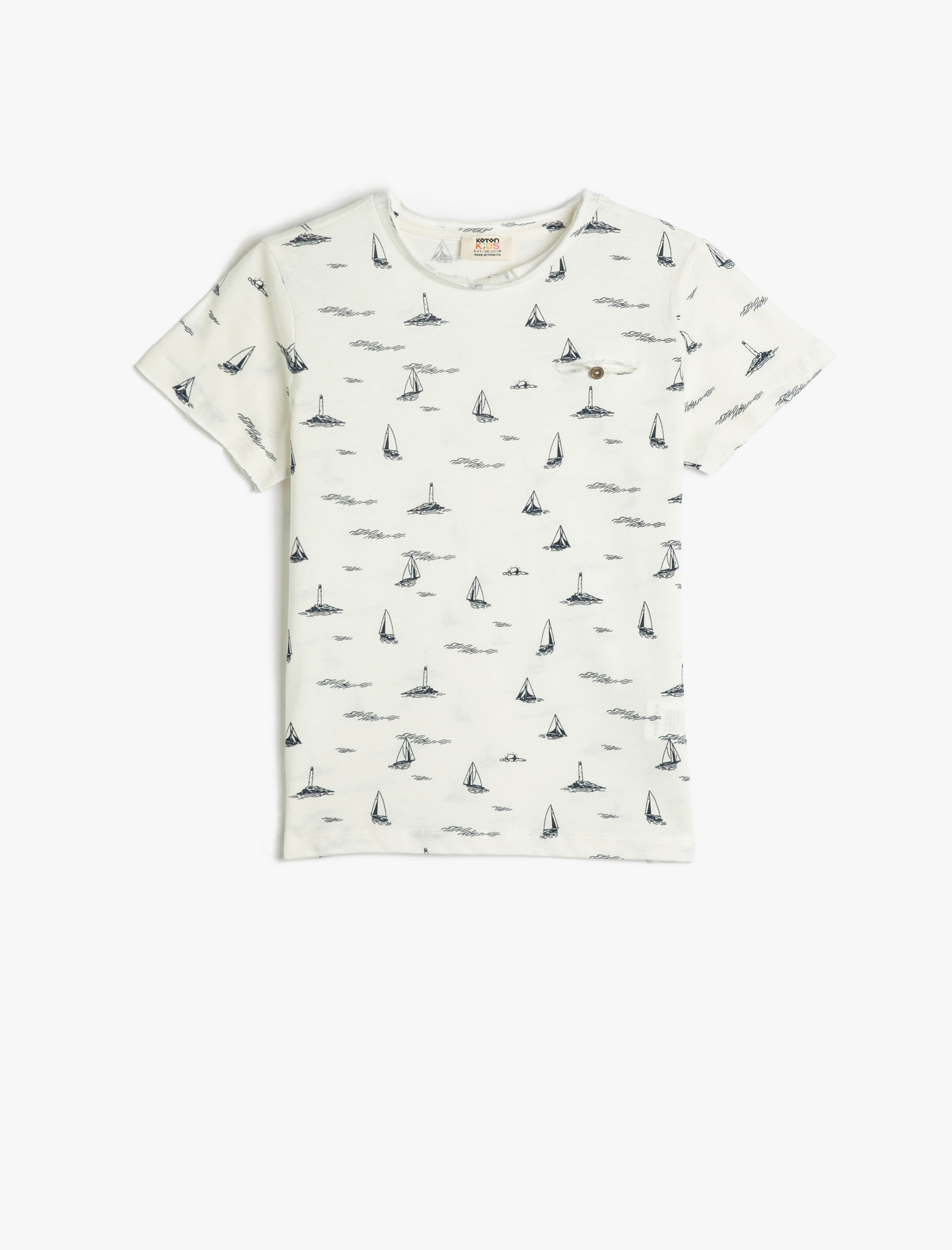  Erkek Çocuk Tişört Kısa Kollu Bisiklet Yaka Baskılı Pamuklu