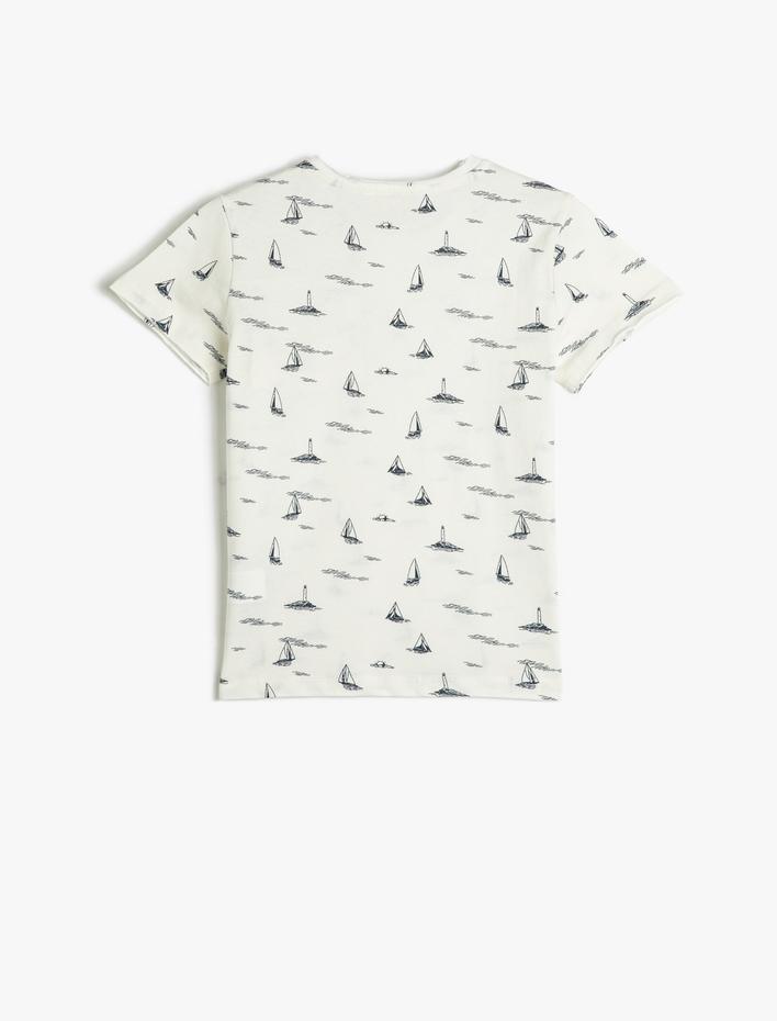 Erkek Çocuk Tişört Kısa Kollu Bisiklet Yaka Baskılı Pamuklu