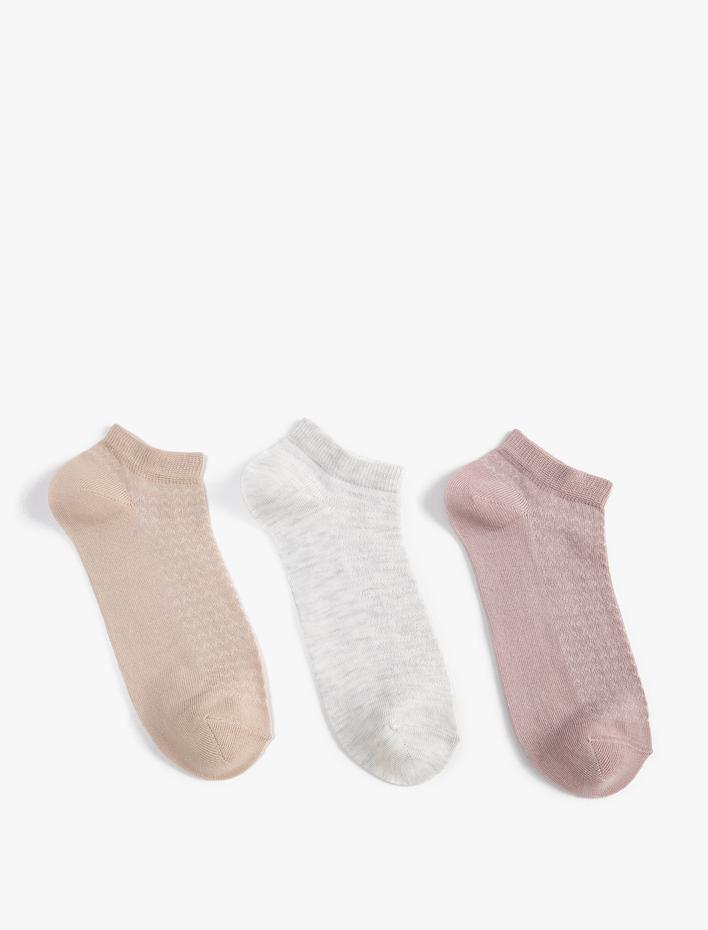 Kadın Basic 3'lü Patik Çorap Seti Çok Renkli Pamuklu