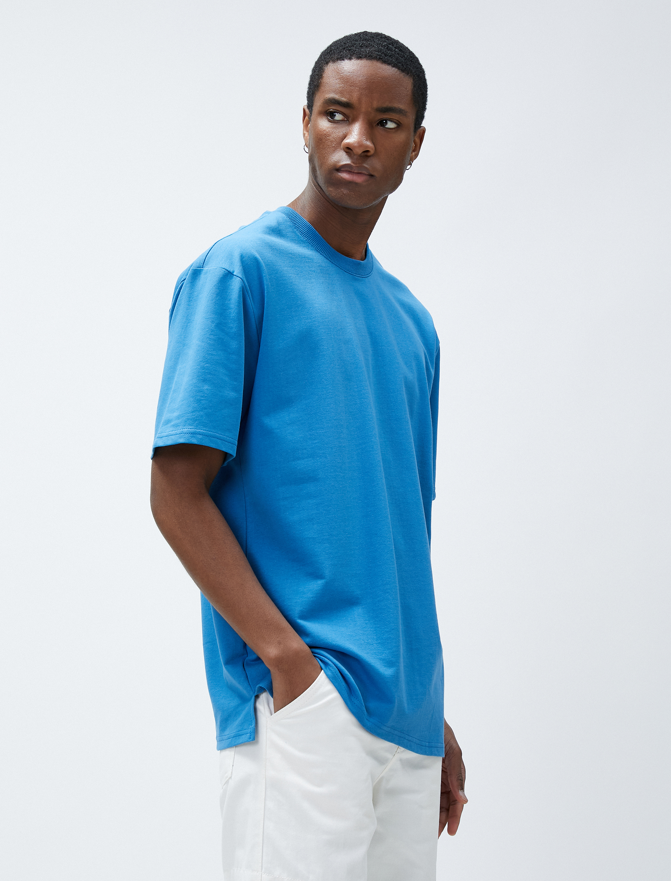   Basic Oversize Tişört Bisiklet Yaka Kısa Kollu Pamuklu