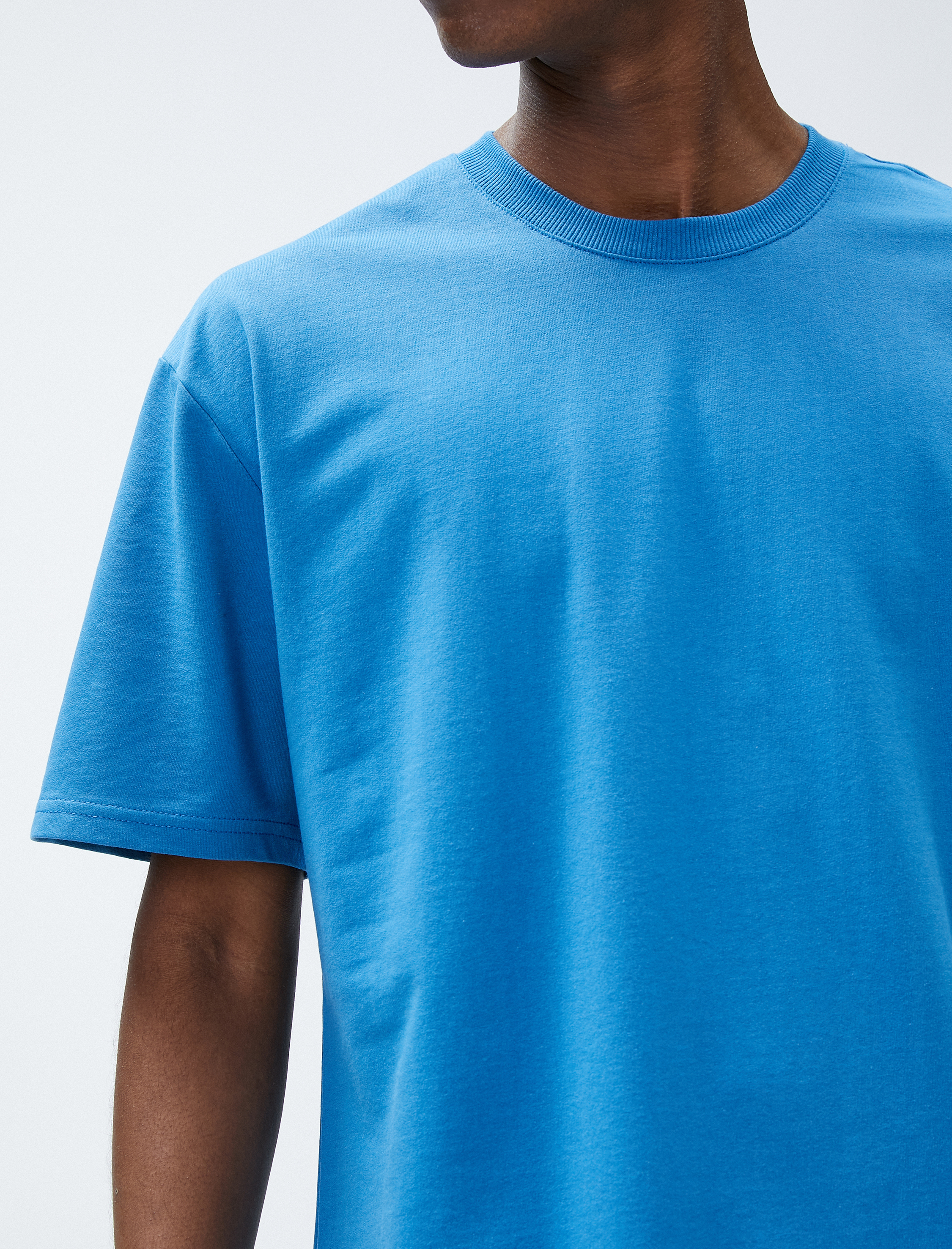   Basic Oversize Tişört Bisiklet Yaka Kısa Kollu Pamuklu