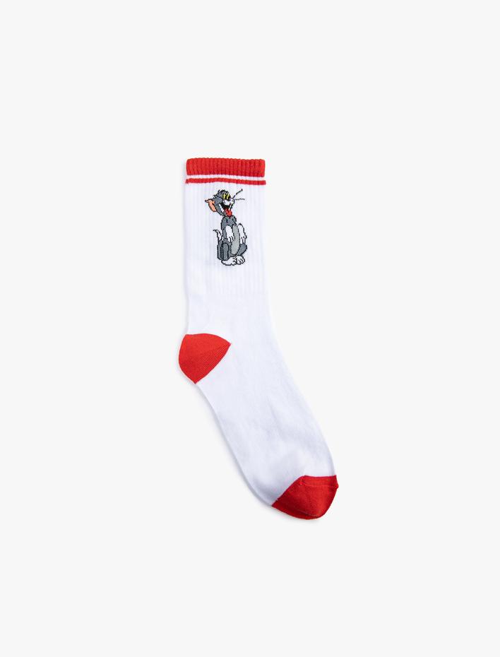 Erkek Tom ve Jerry Soket Çorap Lisanslı İşlemeli