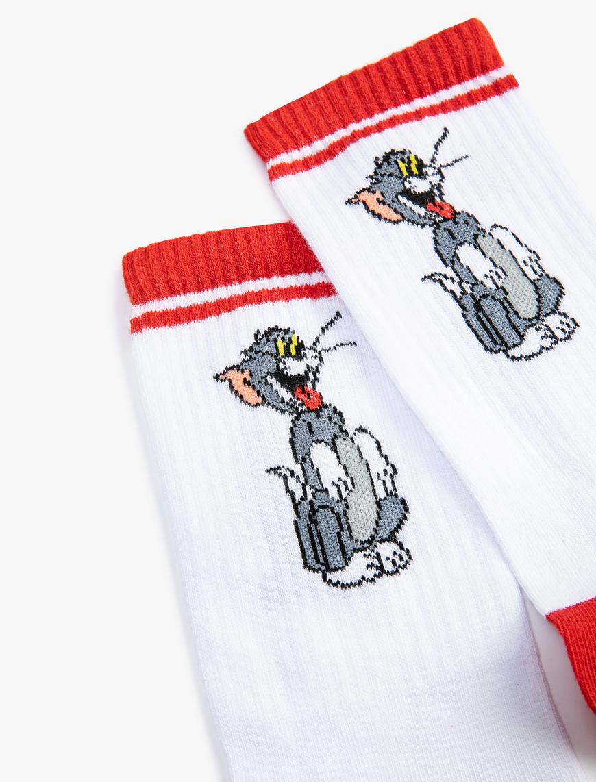  Erkek Tom ve Jerry Soket Çorap Lisanslı İşlemeli
