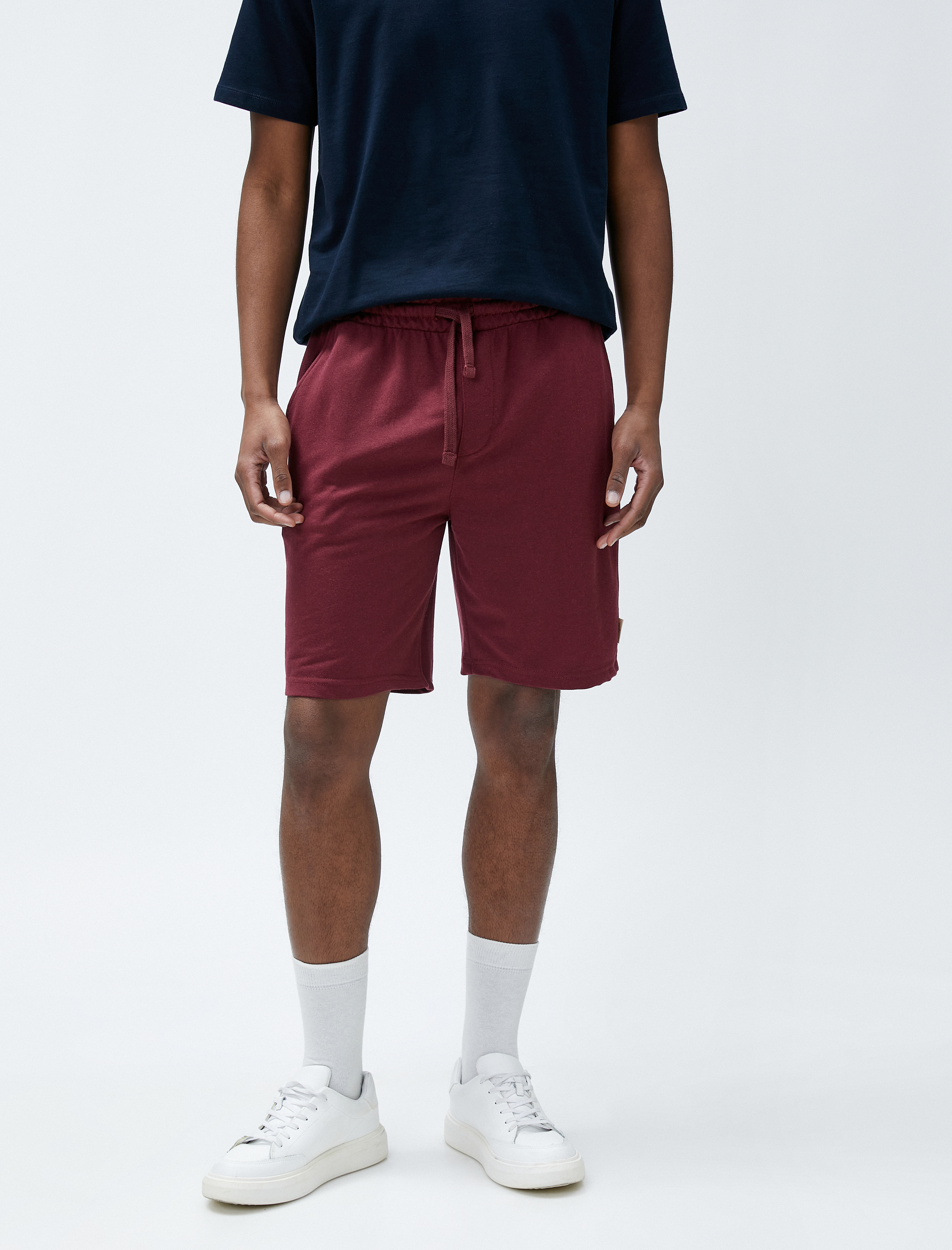   Beli Bağcıklı Şort Dar Kesim Cep Detaylı Pamuklu