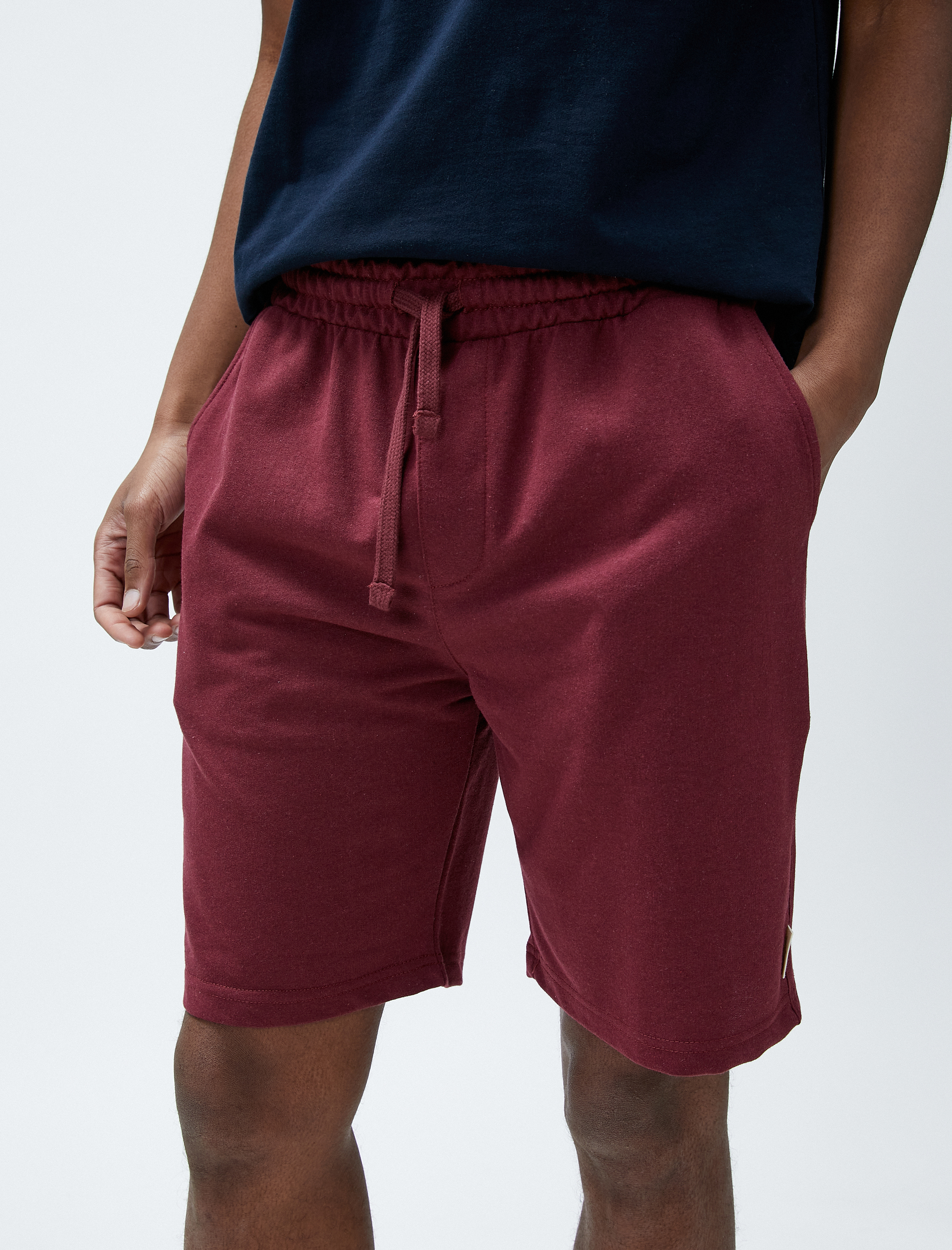   Beli Bağcıklı Şort Dar Kesim Cep Detaylı Pamuklu