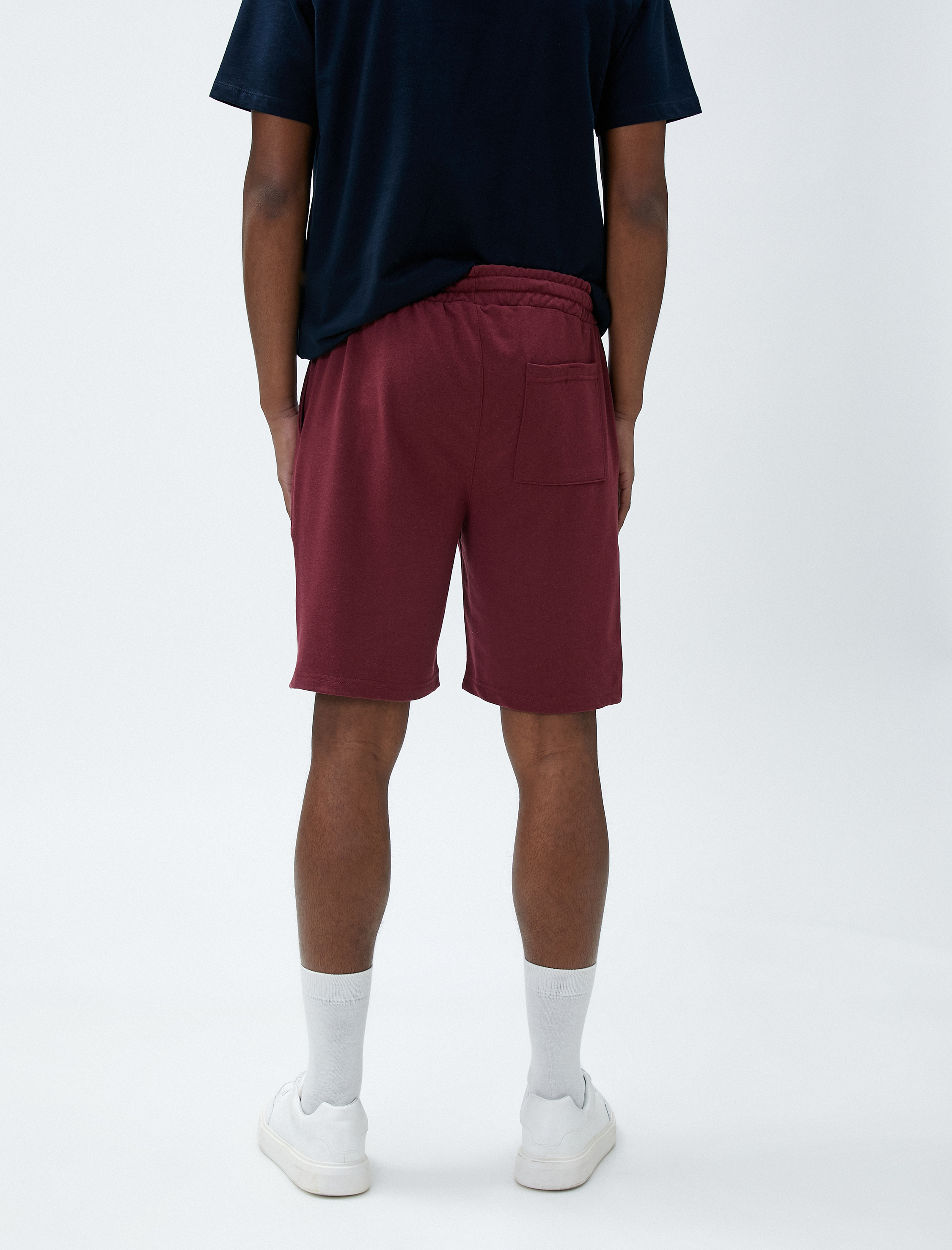   Beli Bağcıklı Şort Dar Kesim Cep Detaylı Pamuklu