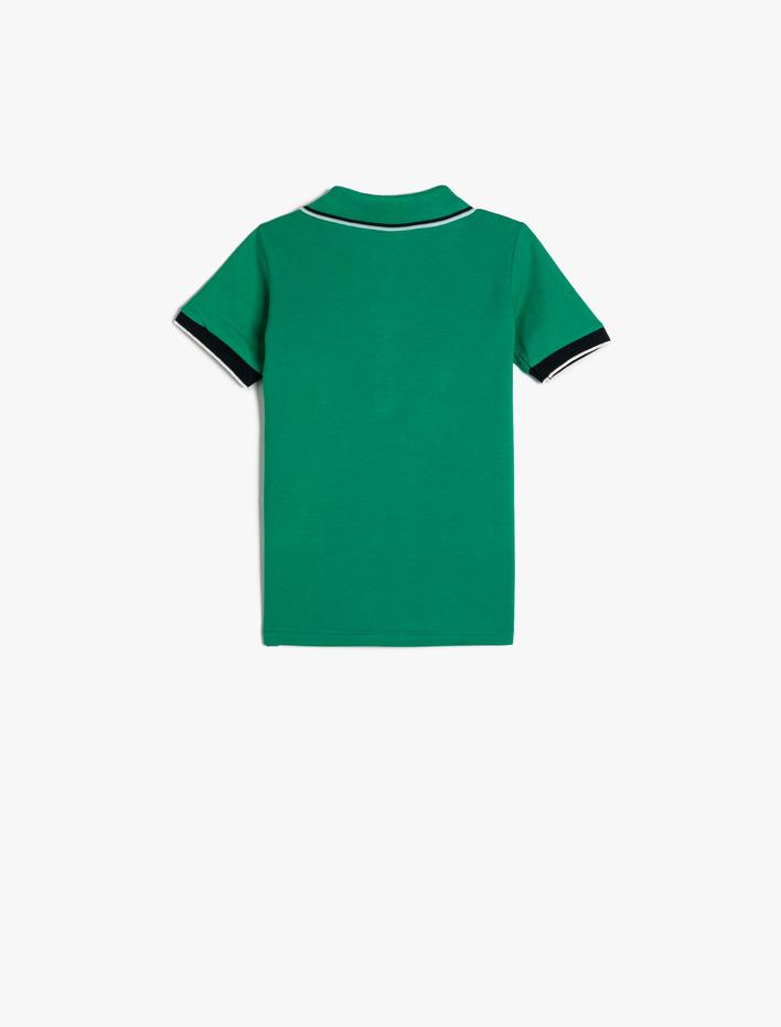 Erkek Bebek Polo Tişört Kısa Kollu İşleme Detaylı Pamuklu