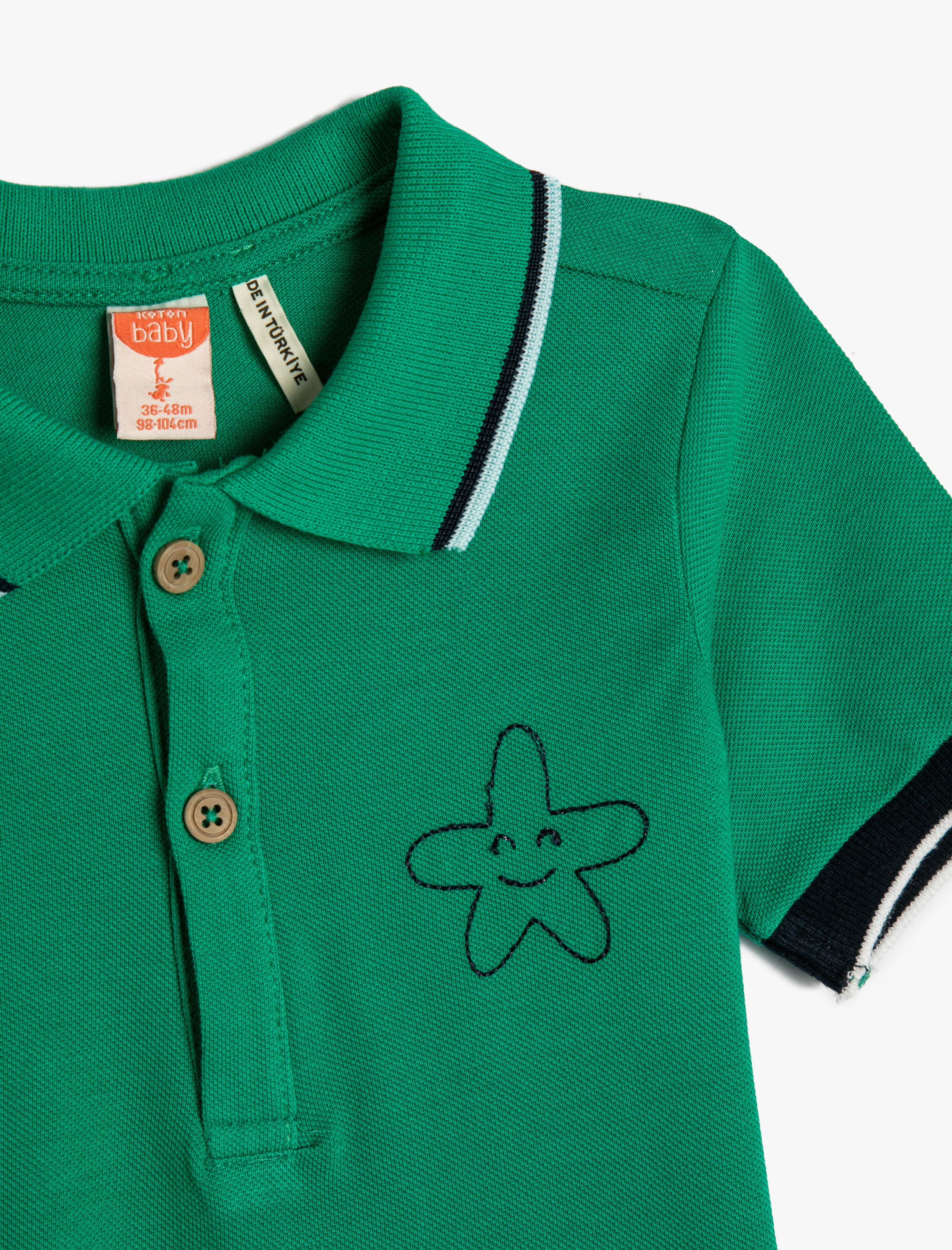  Erkek Bebek Polo Tişört Kısa Kollu İşleme Detaylı Pamuklu