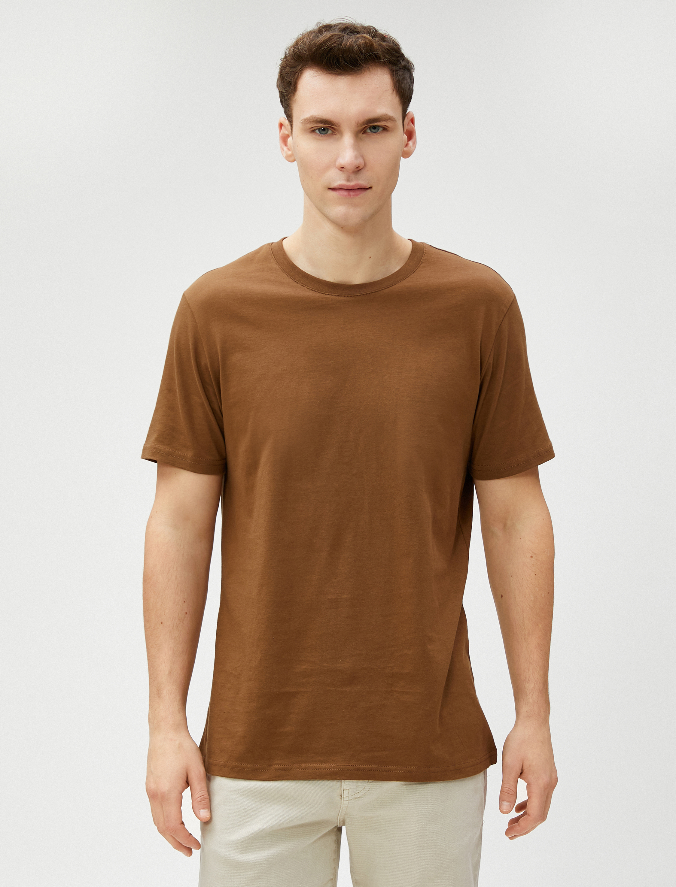   Basic Tişört Slim Fit Bisiklet Yaka Kısa Kollu Pamuklu