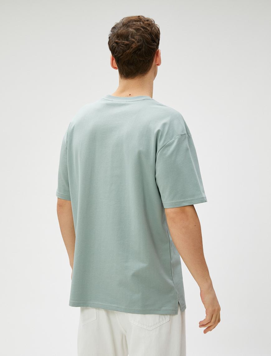   Basic Oversize Tişört Bisiklet Yaka Kısa Kollu Pamuklu