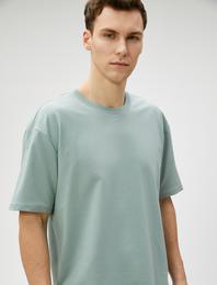 Basic Oversize Tişört Bisiklet Yaka Kısa Kollu Pamuklu