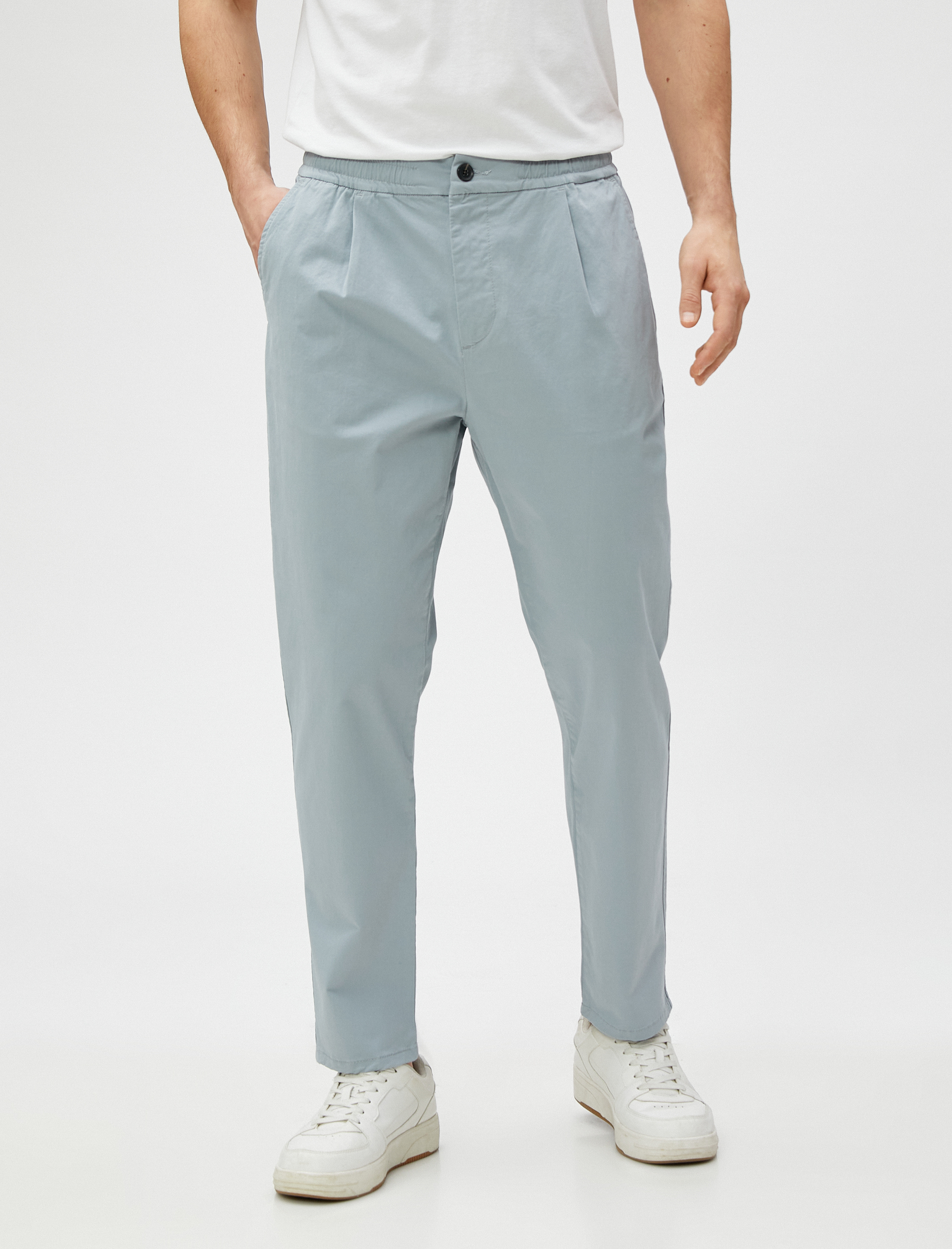   Chino Pantolon Beli Lastikli Tapered Fit Cep Detaylı