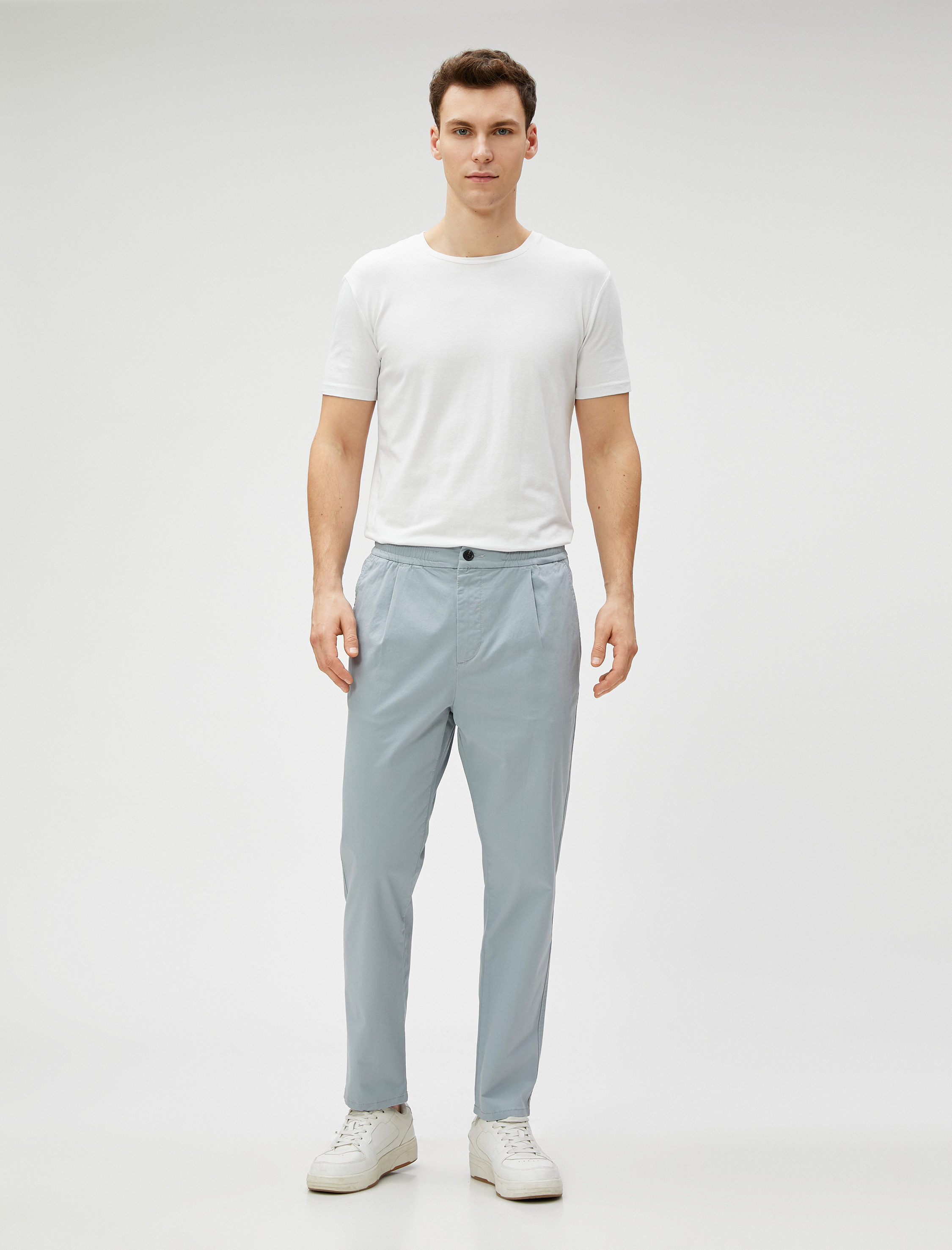   Chino Pantolon Beli Lastikli Tapered Fit Cep Detaylı