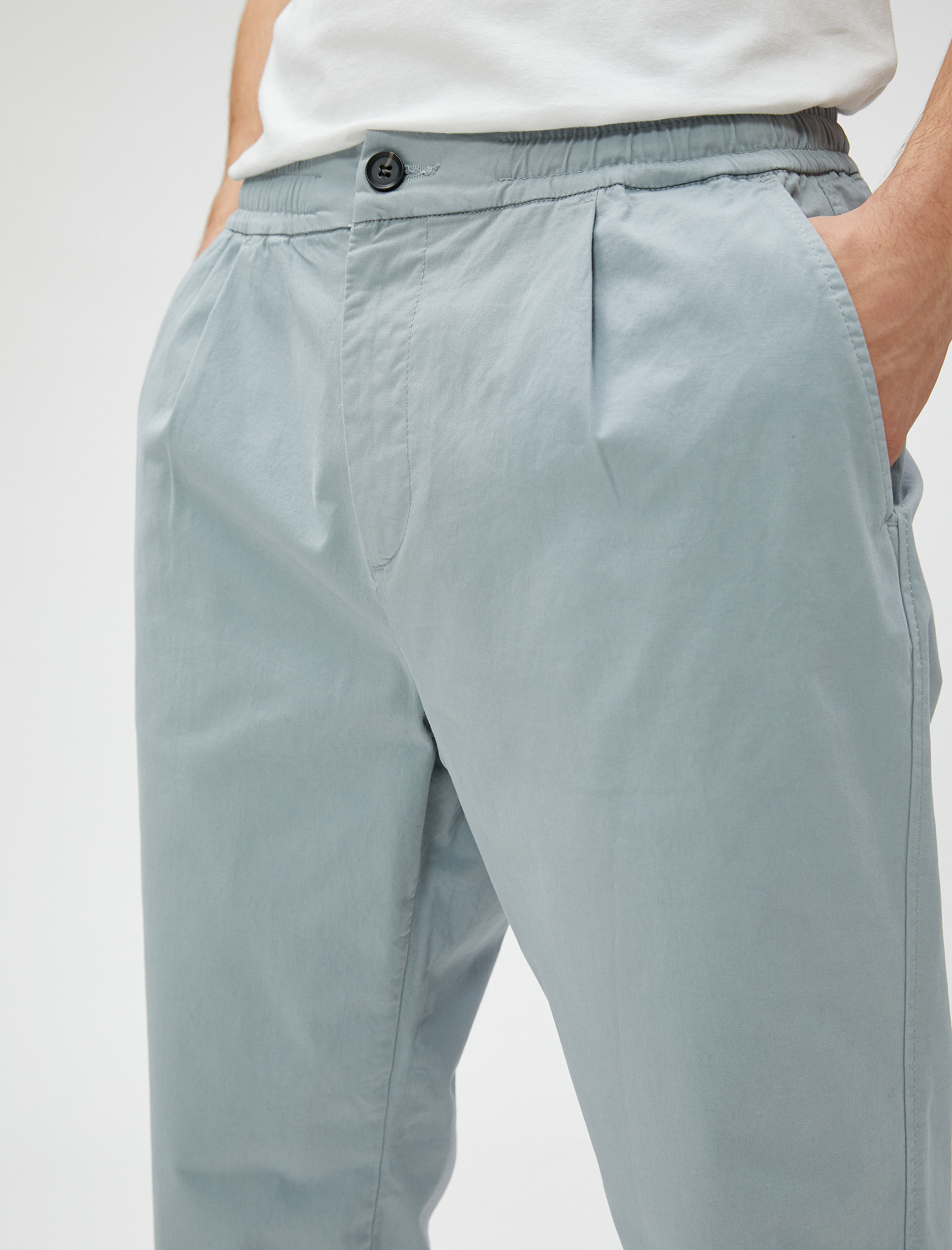   Chino Pantolon Beli Lastikli Tapered Fit Cep Detaylı
